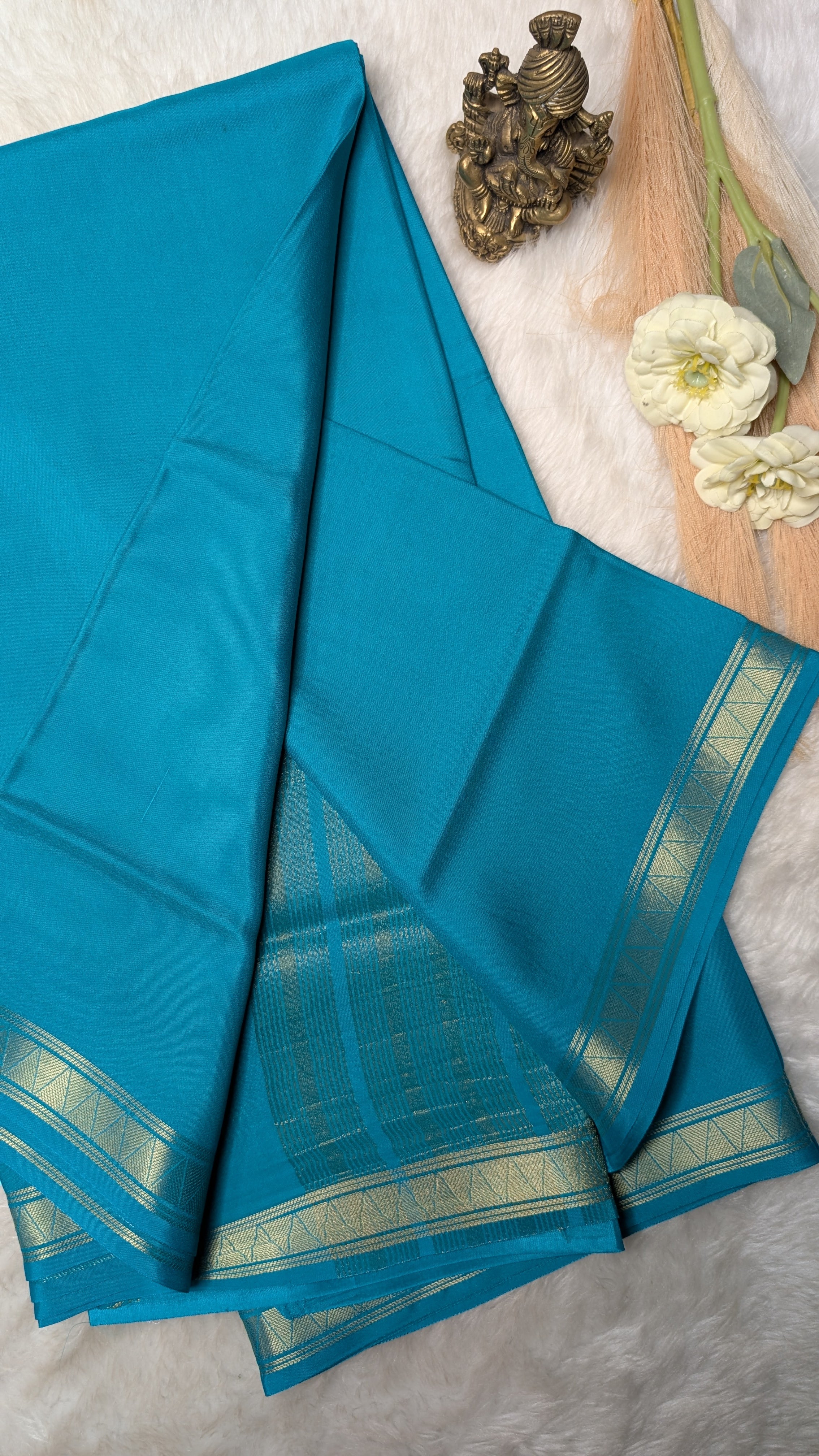 Semi Mysore Silk Saree-Small Border
