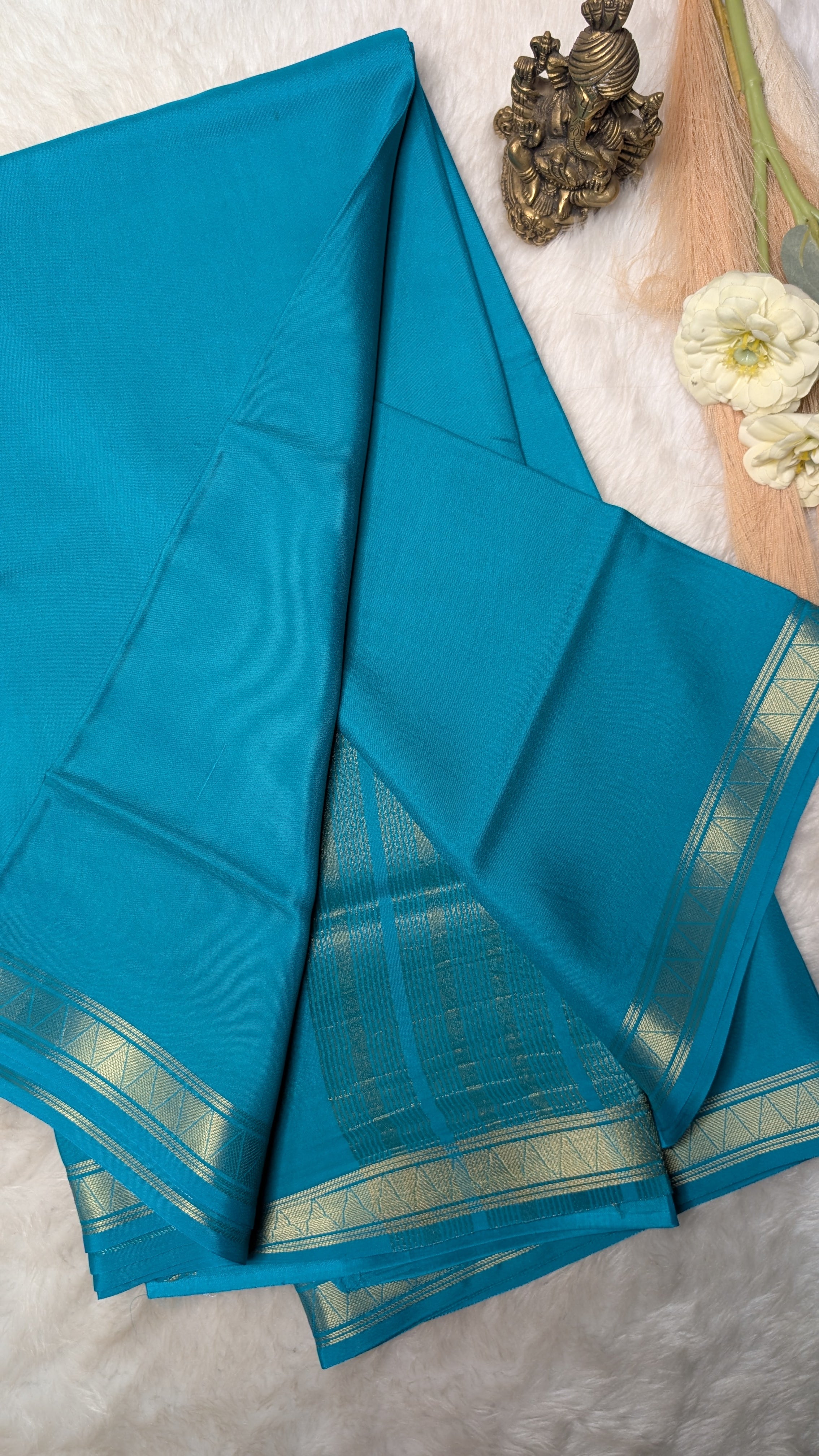 Semi Mysore Silk Saree-Small Border