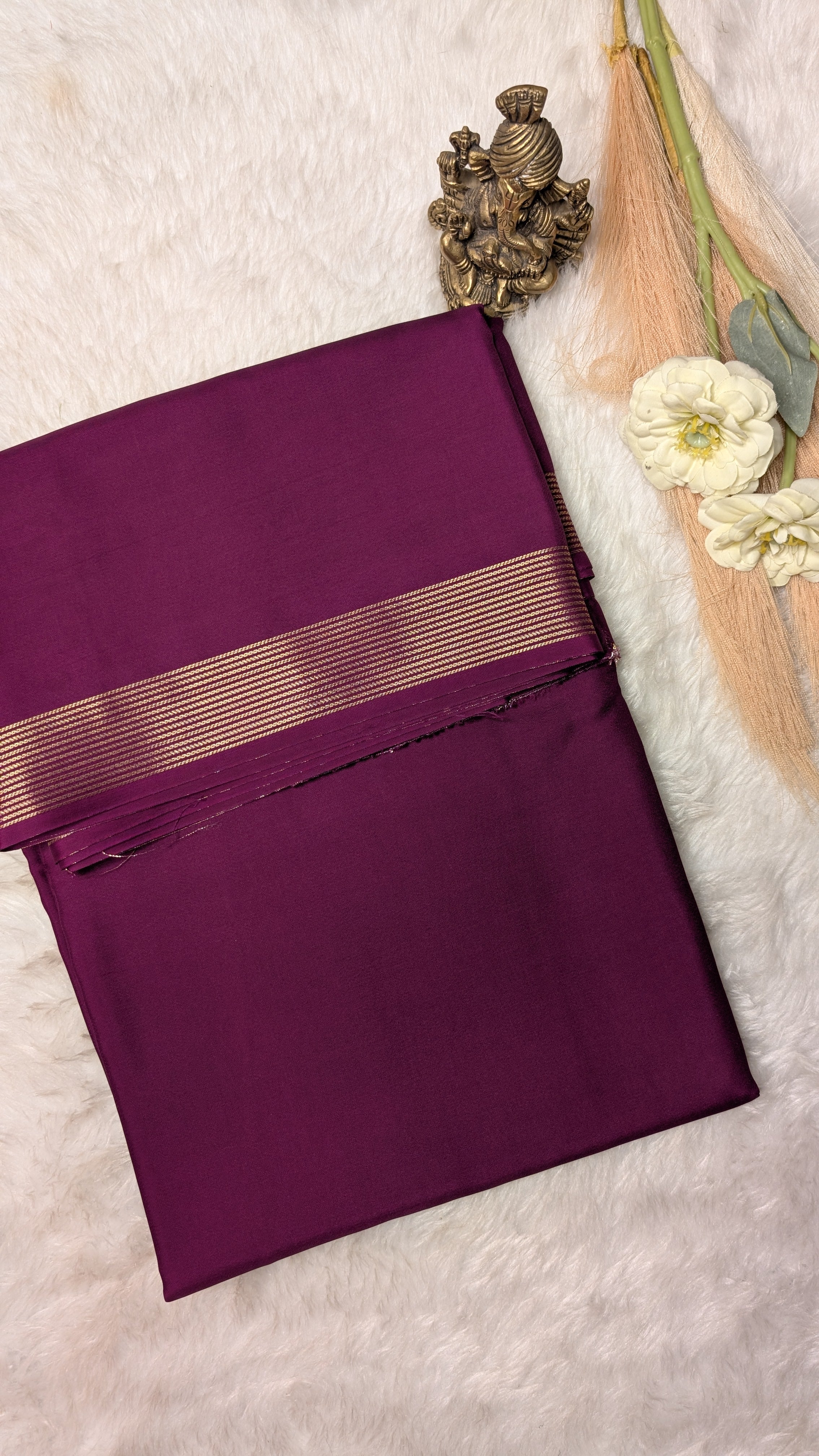 Semi Mysore Silk Saree-Small Border