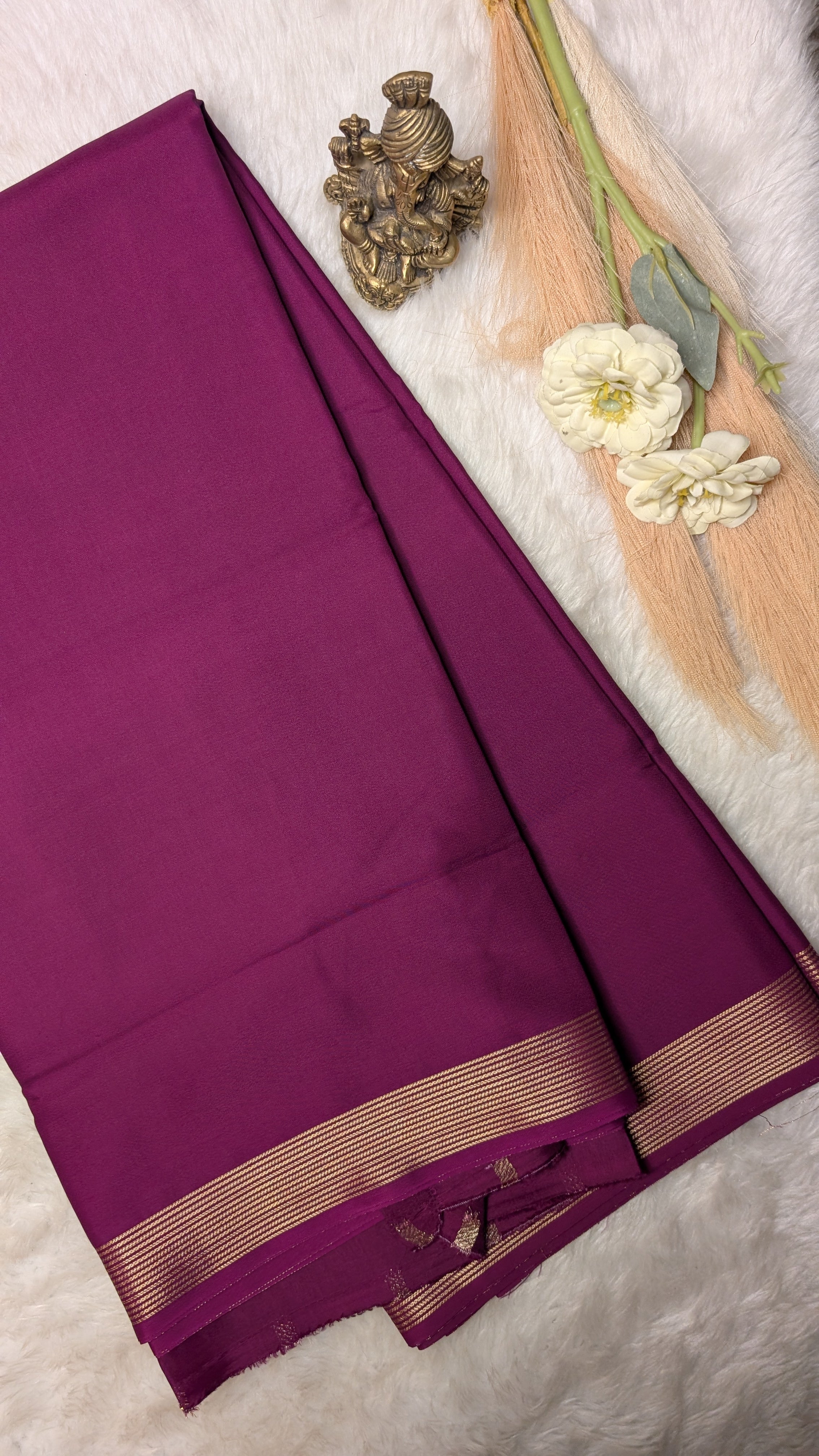 Semi Mysore Silk Saree-Small Border