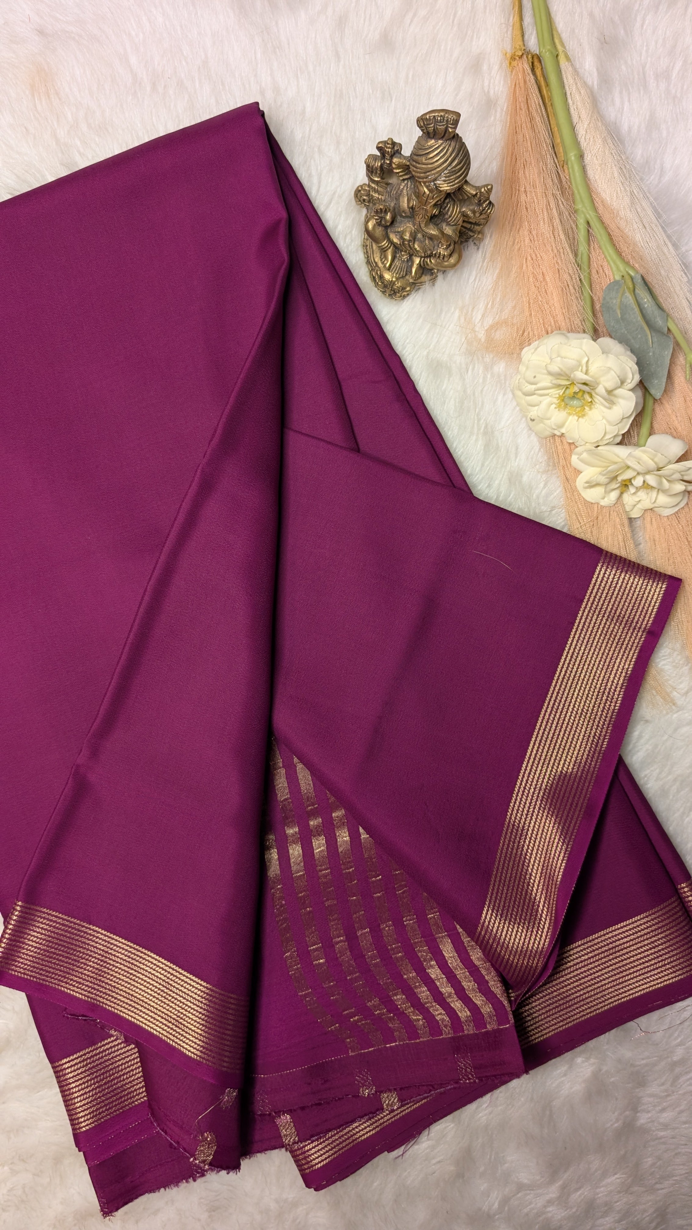 Semi Mysore Silk Saree-Small Border