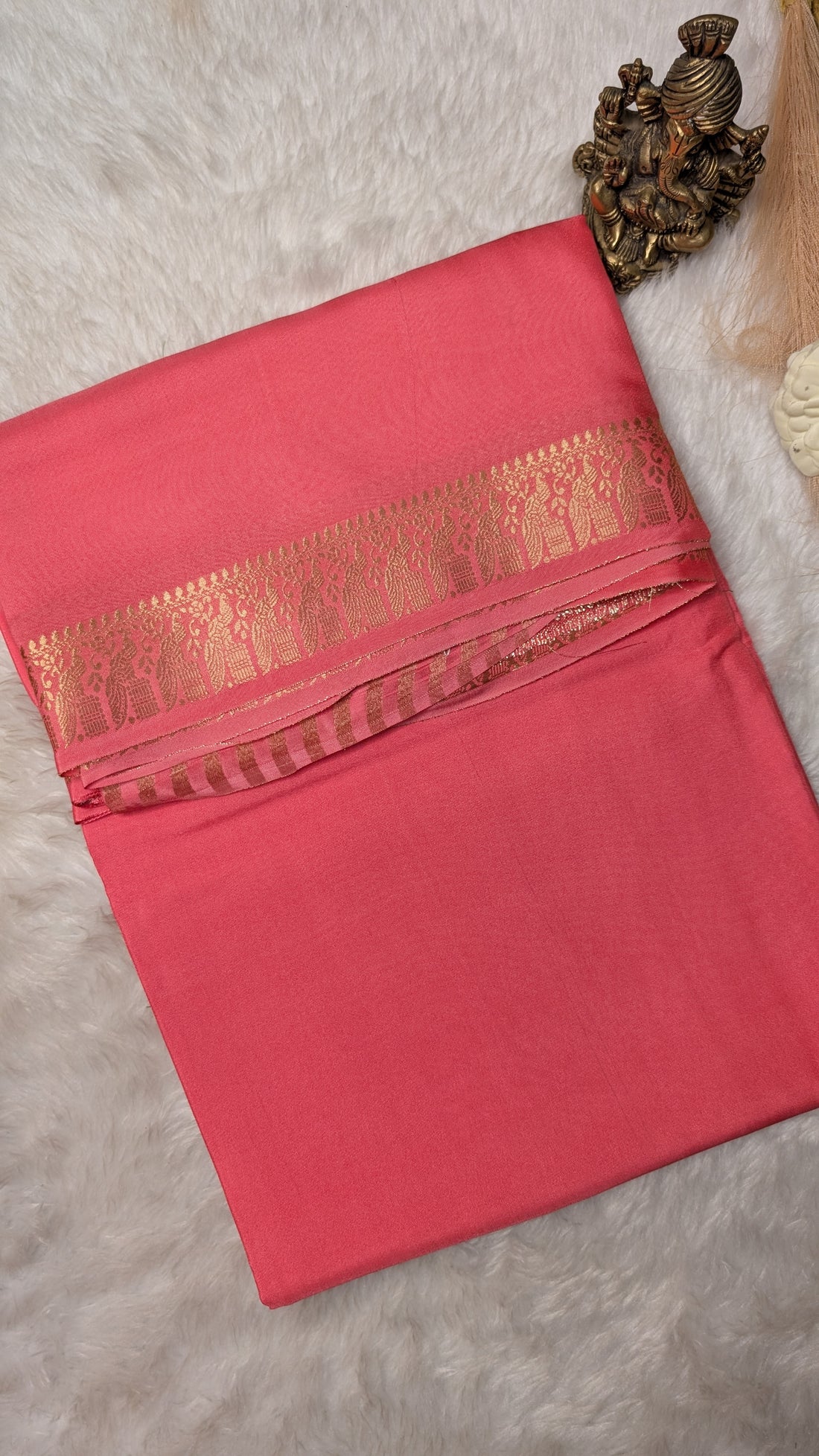 Semi Mysore Silk Saree-Small Border