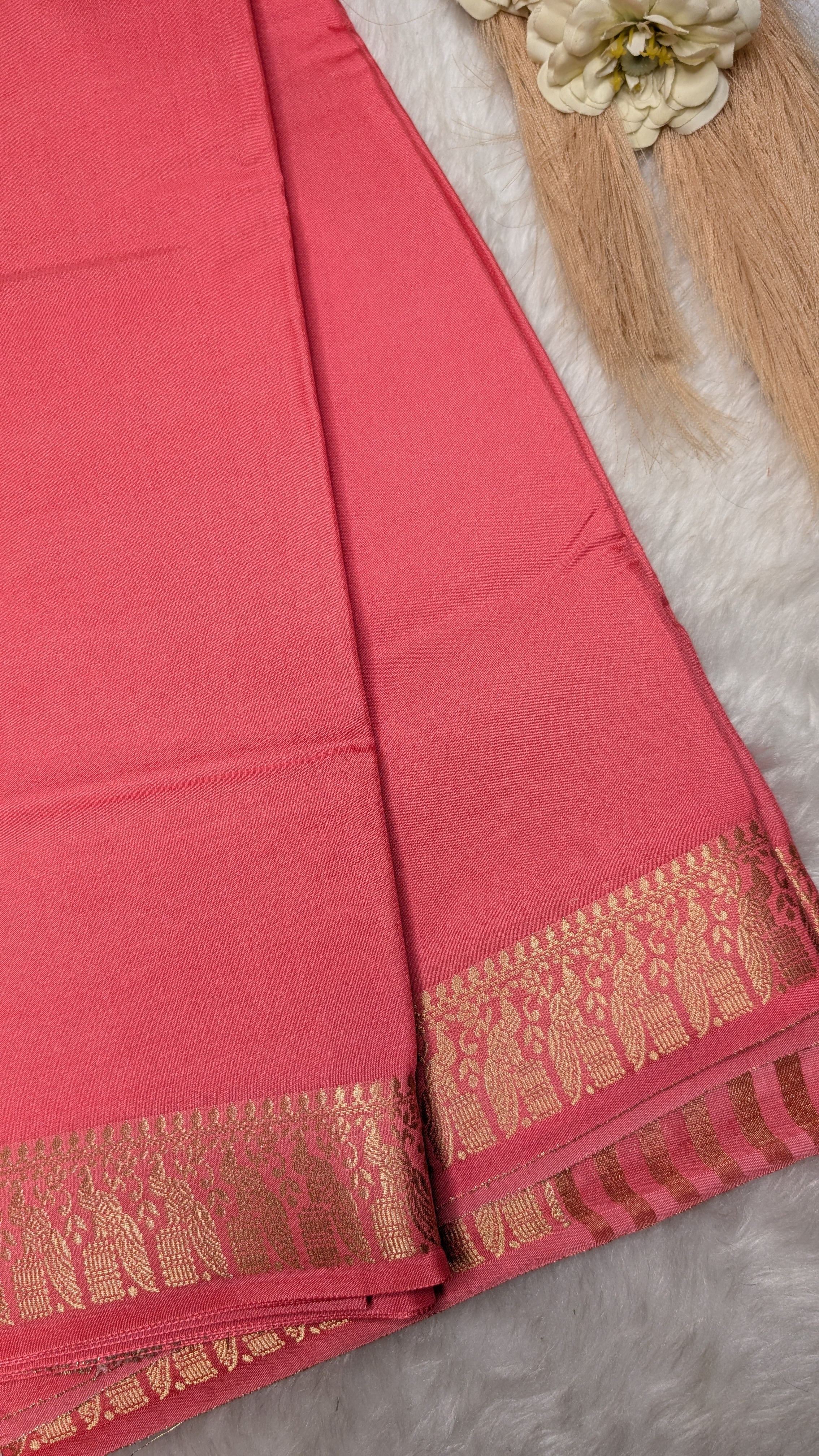 Semi Mysore Silk Saree-Small Border