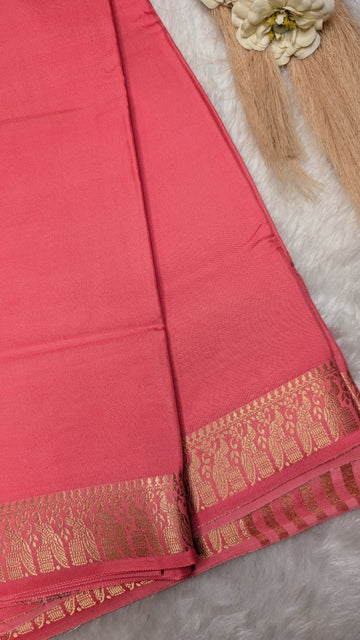Semi Mysore Silk Saree-Small Border