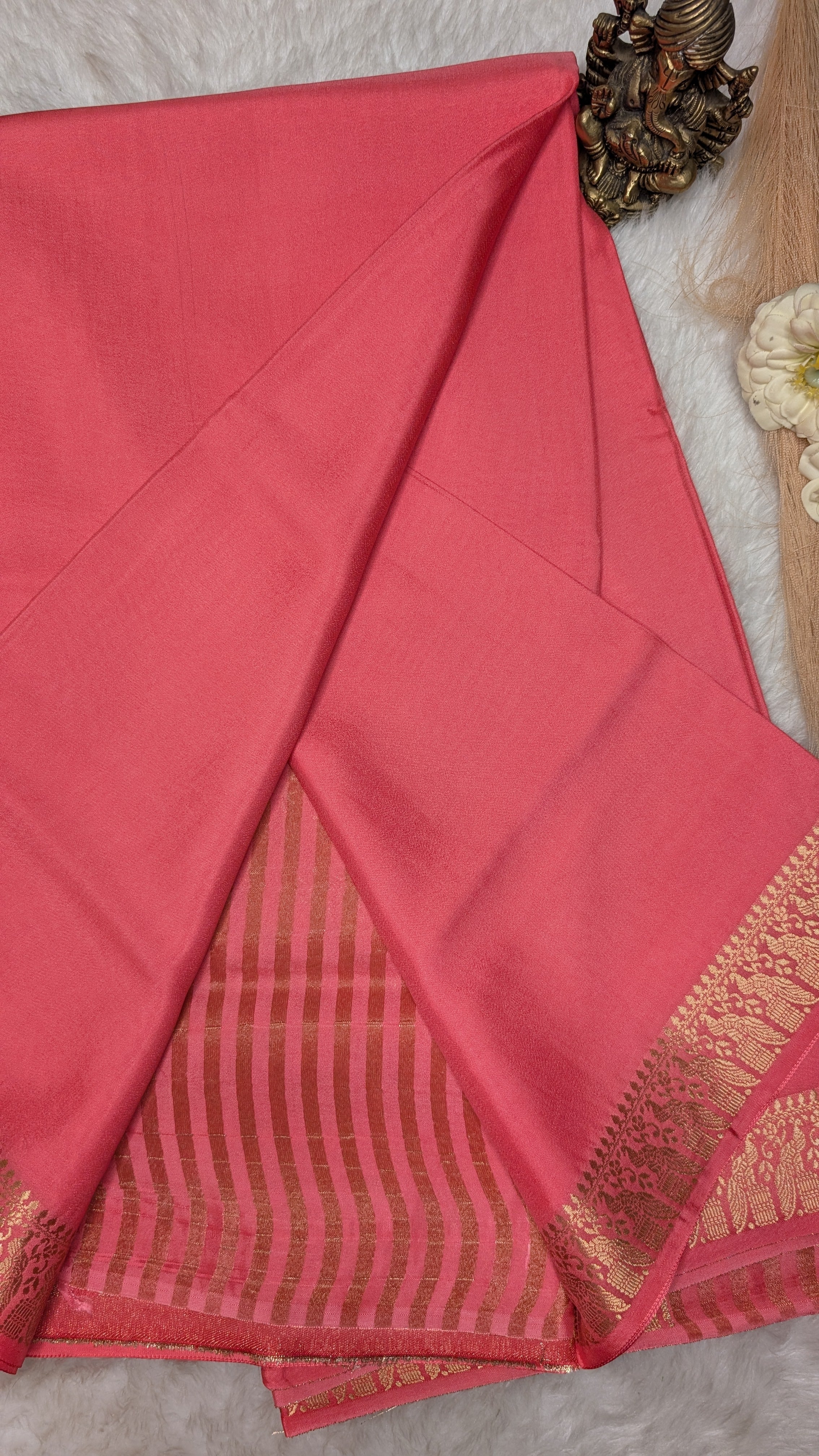 Semi Mysore Silk Saree-Small Border