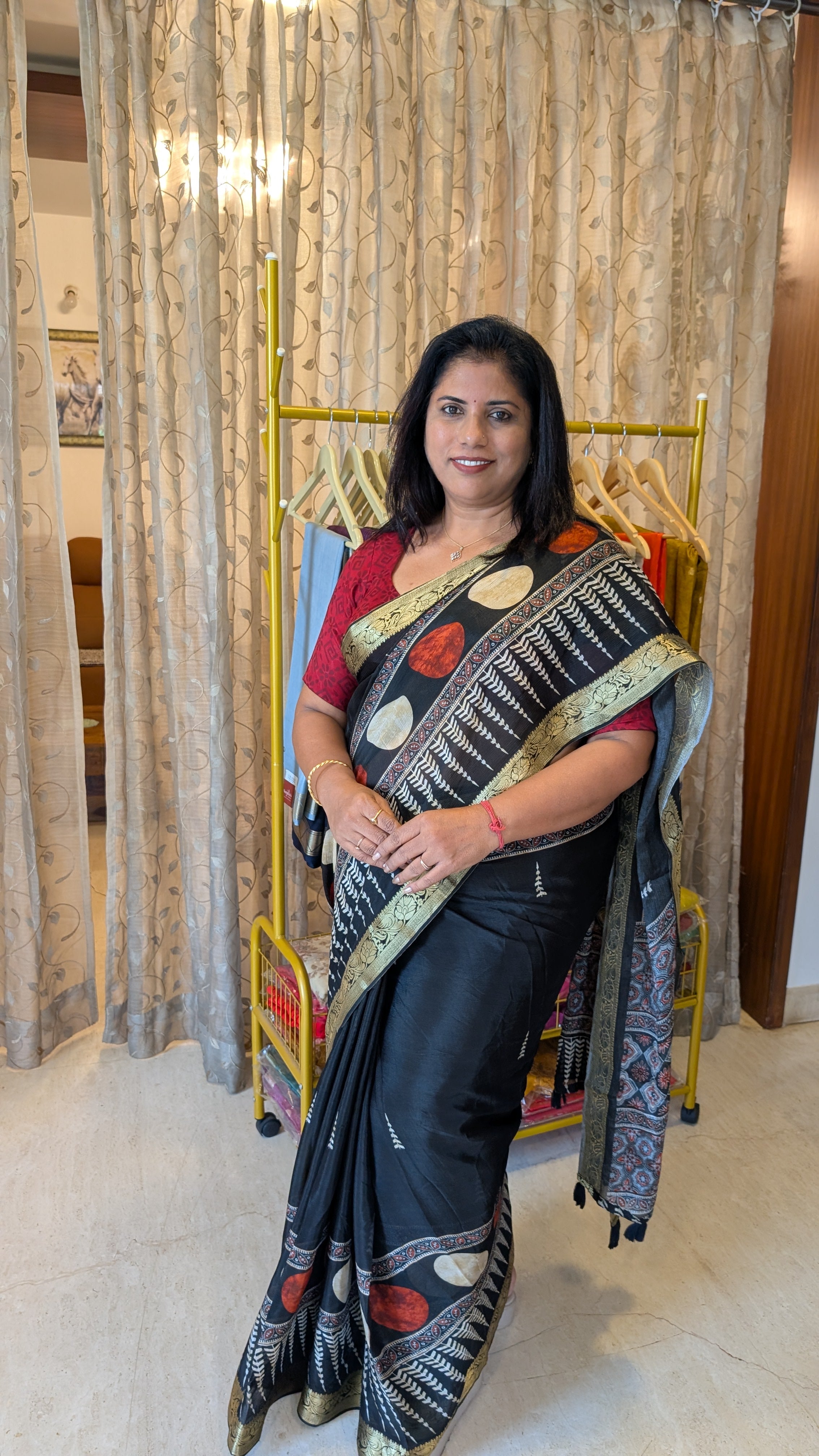 Black Chinnon Silk Digital Print