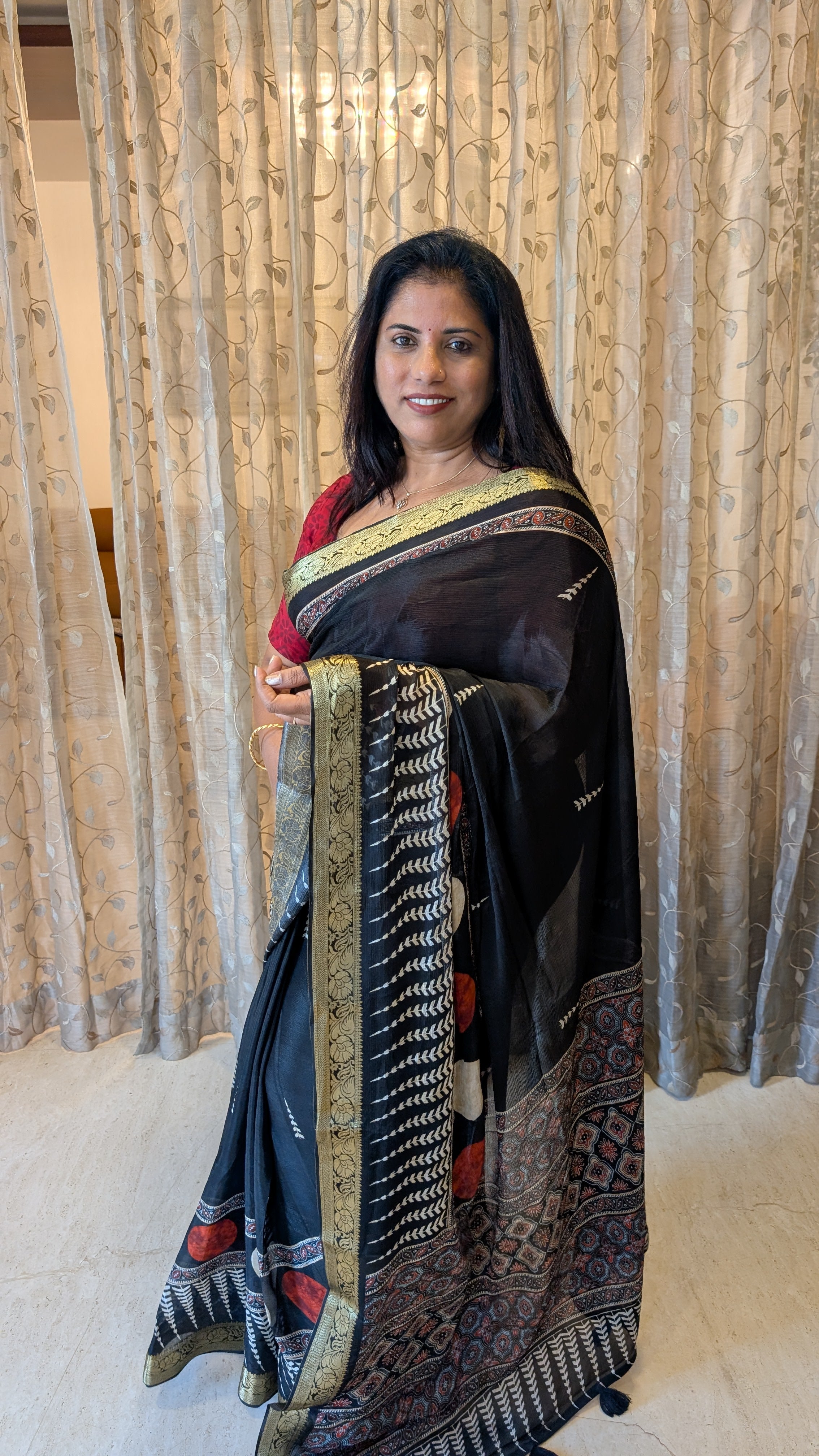 Black Chinnon Silk Digital Print