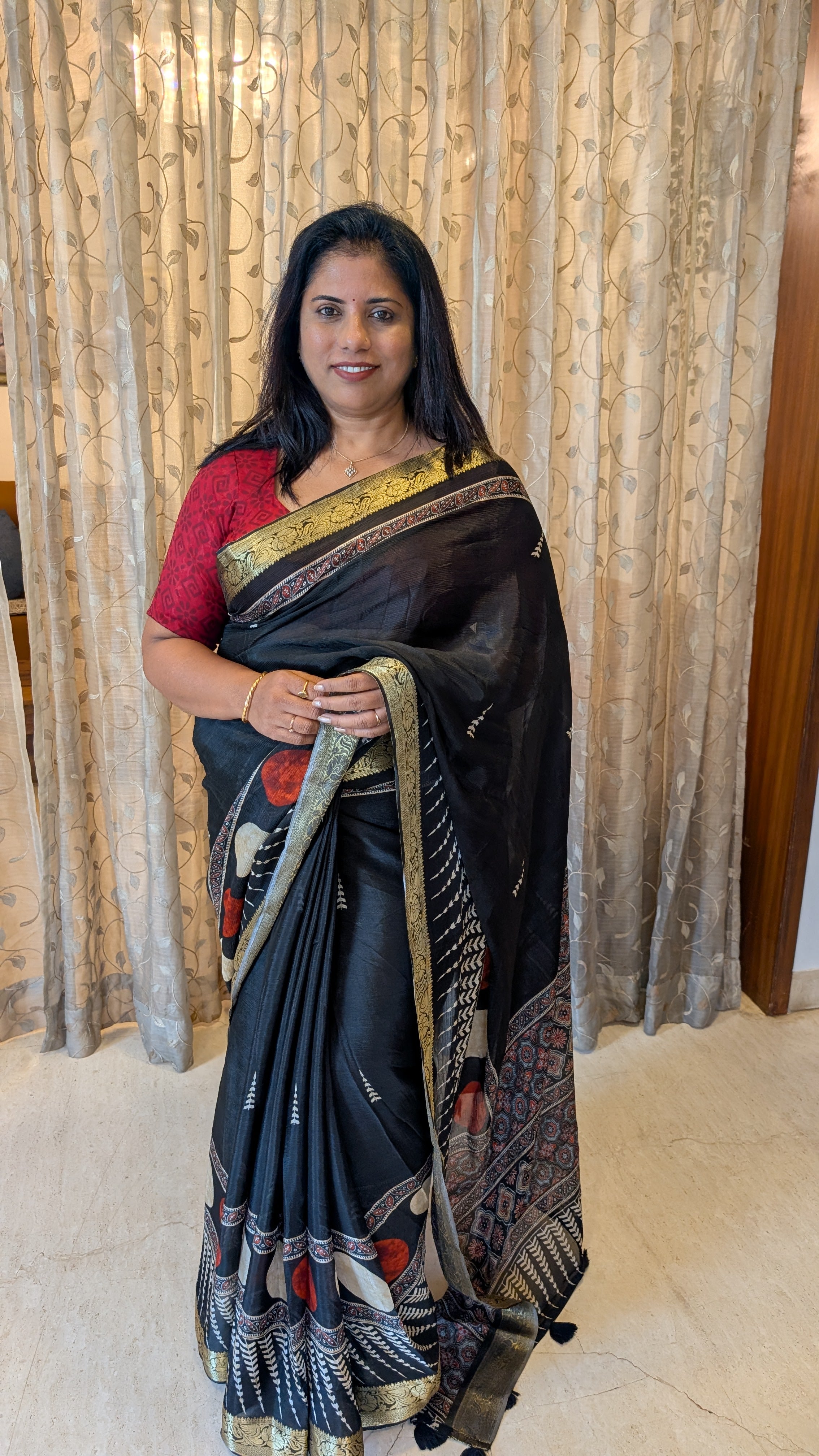 Black Chinnon Silk Digital Print