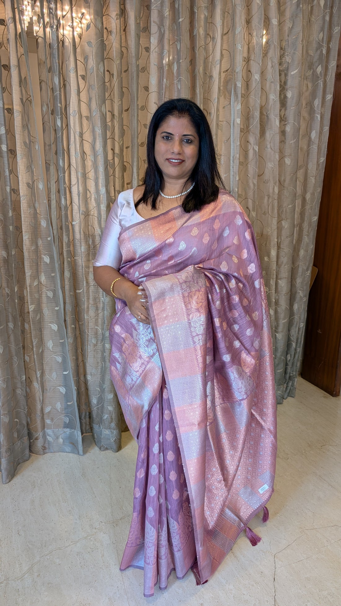 Cotton Saree with Silver Zari