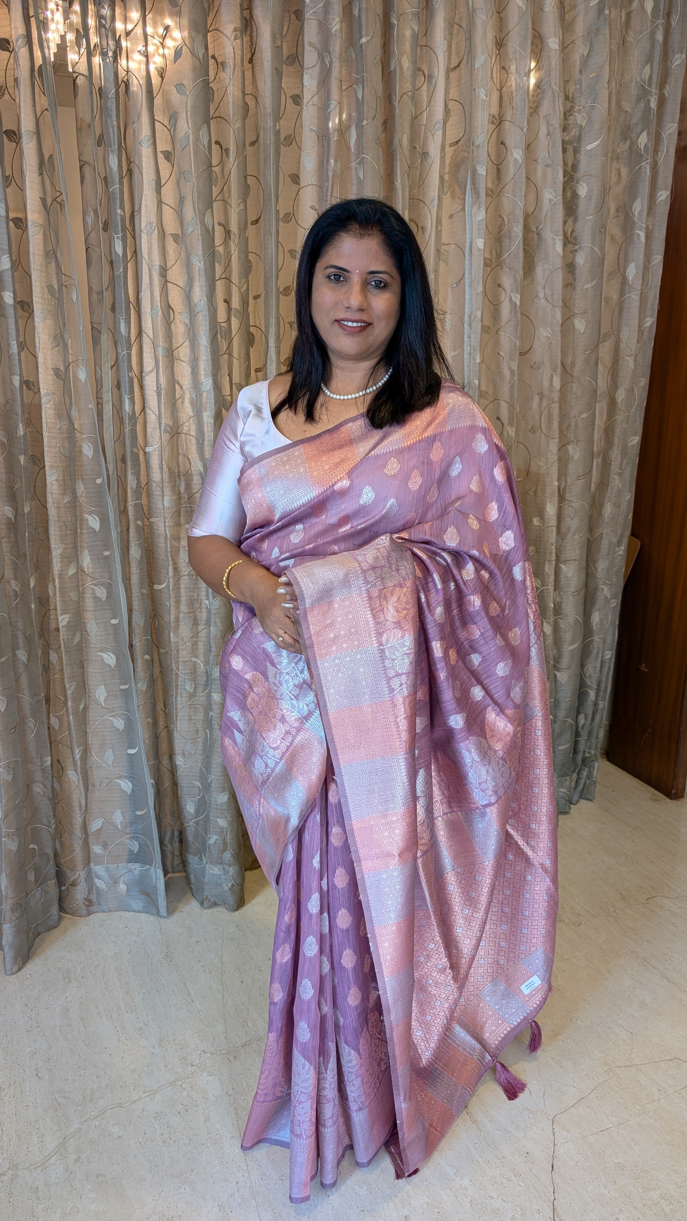 Cotton Saree with Silver Zari