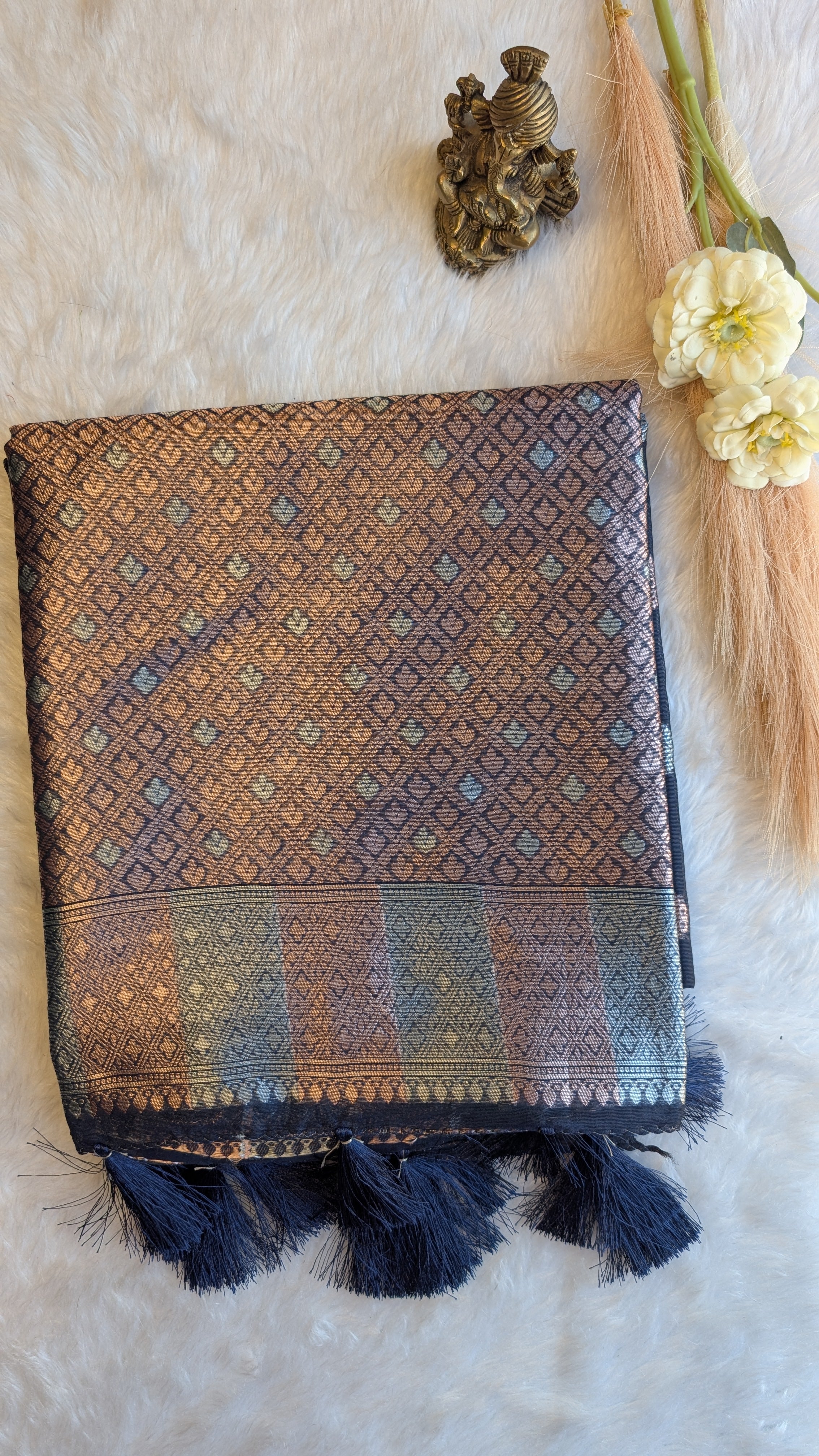 Cotton Saree with Silver Zari