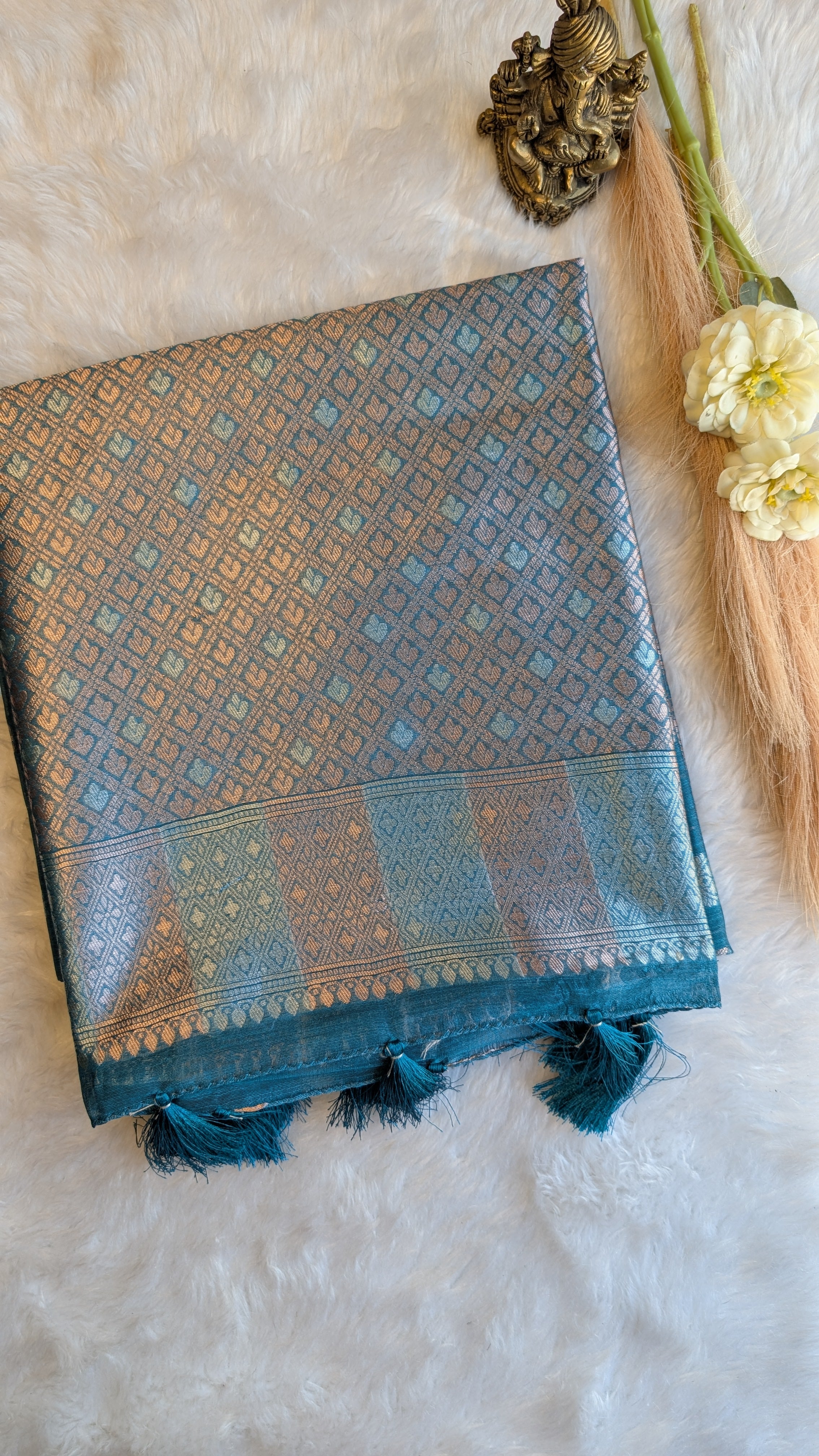 Cotton Saree with Silver Zari