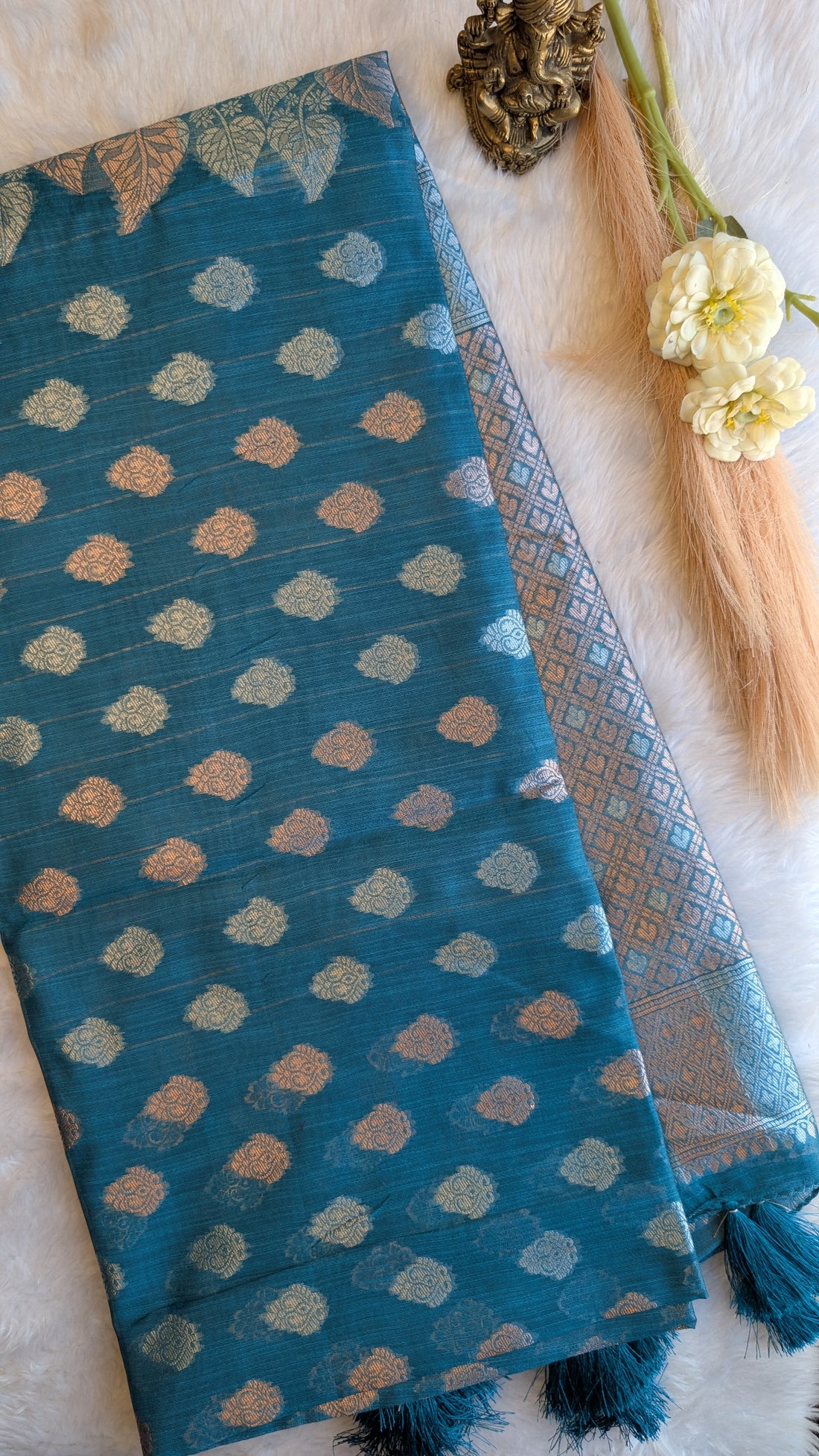 Cotton Saree with Silver Zari