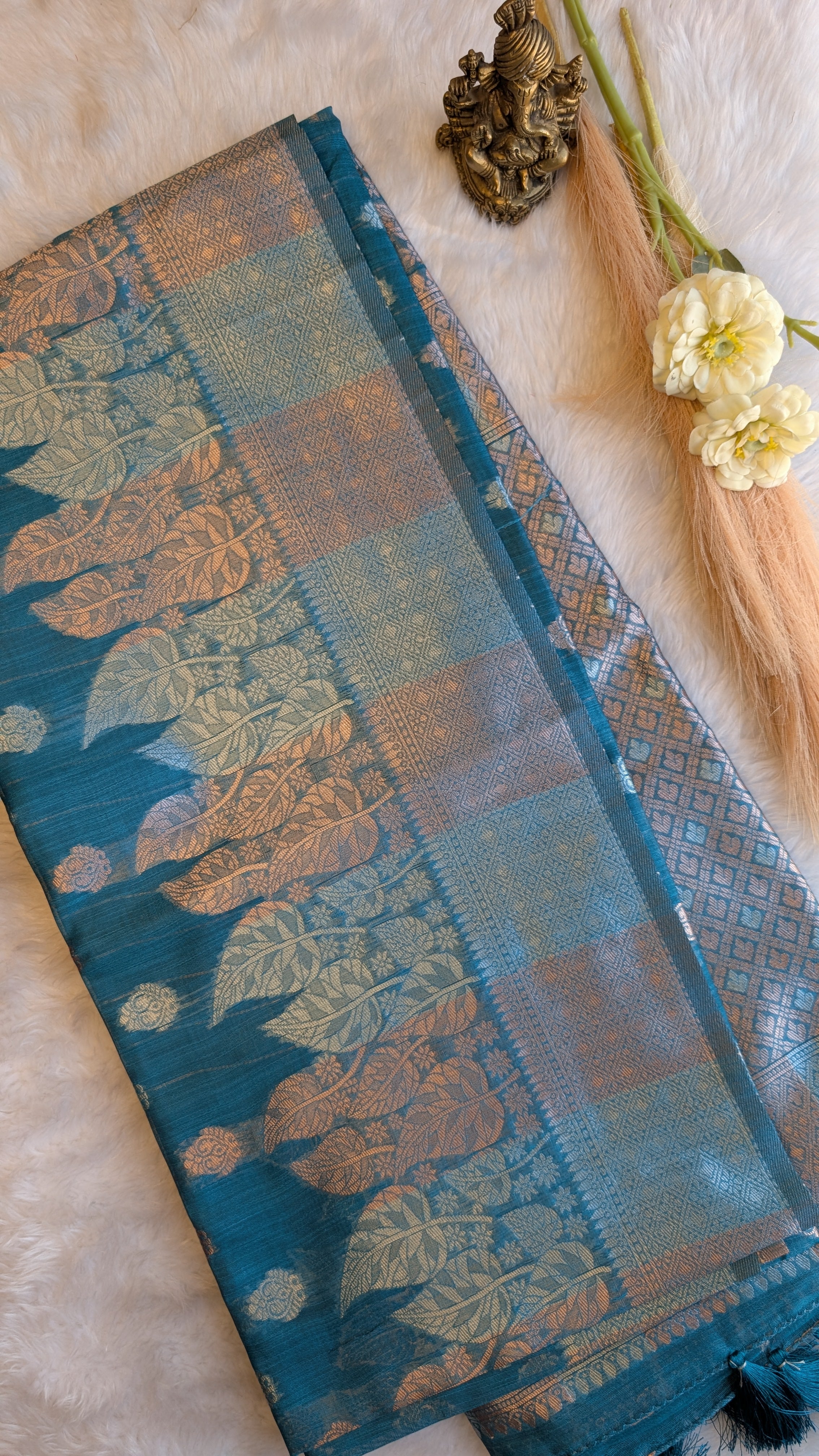 Cotton Saree with Silver Zari