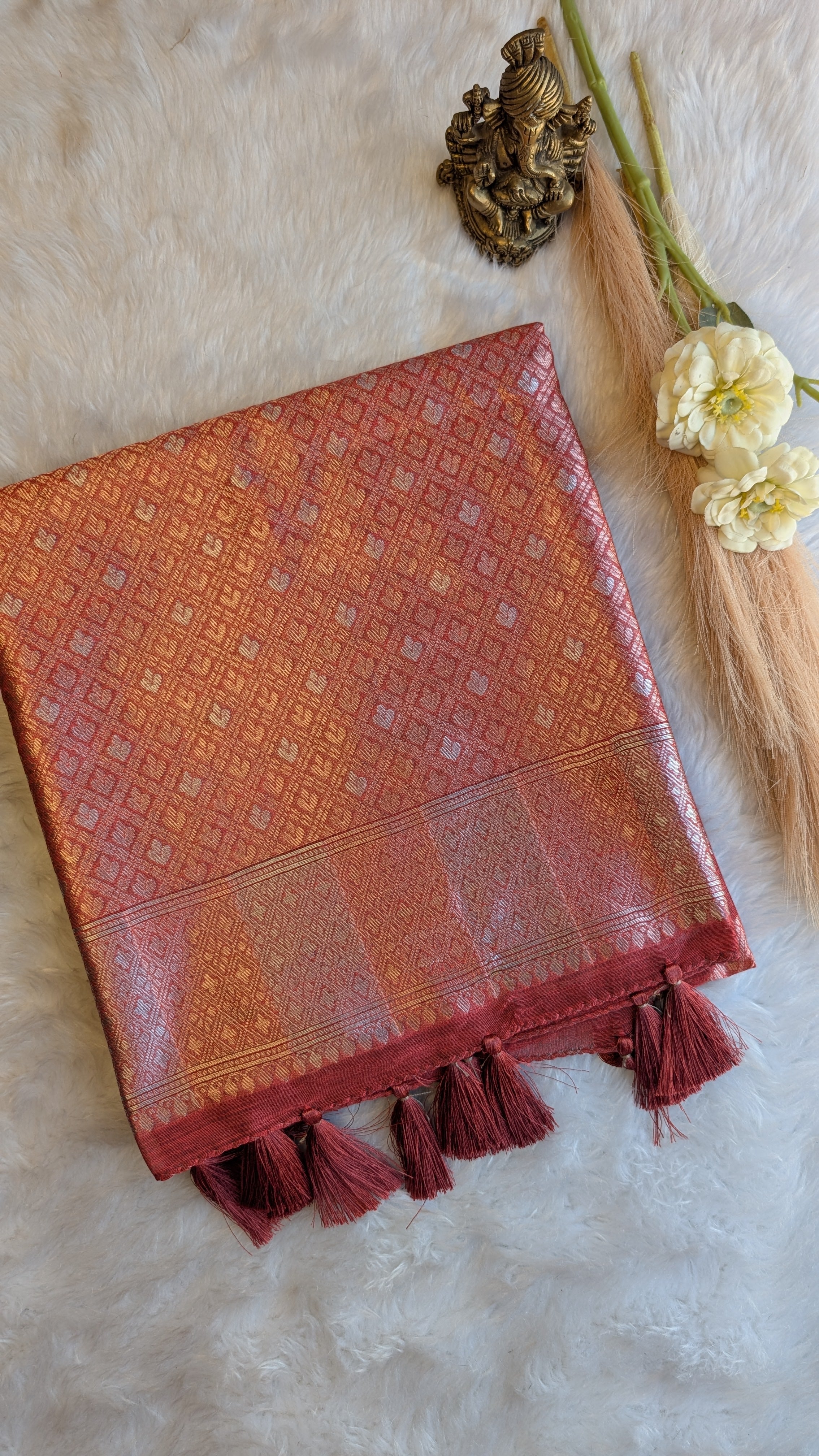 Cotton Saree with Silver Zari