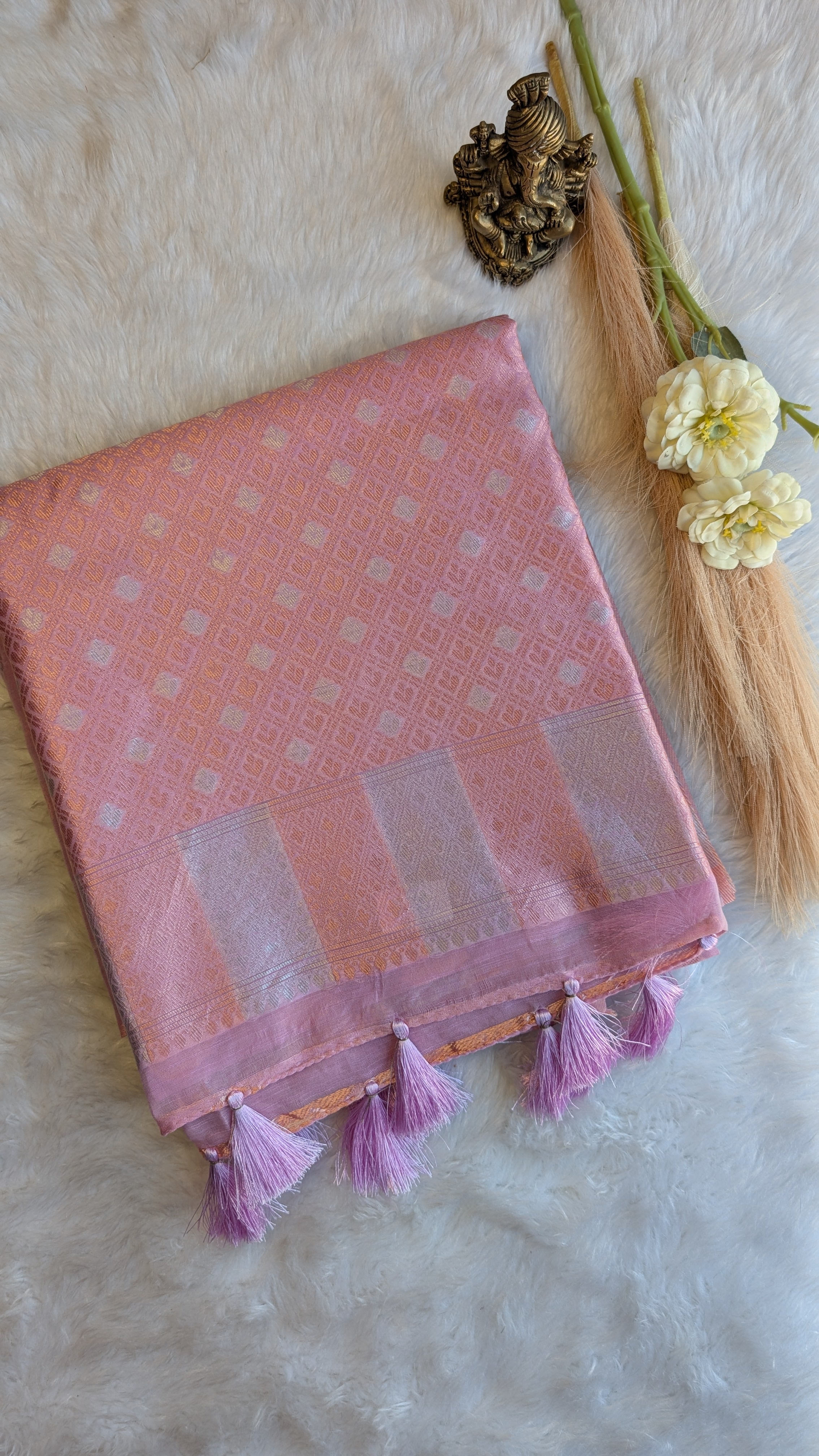 Cotton Saree with Silver Zari