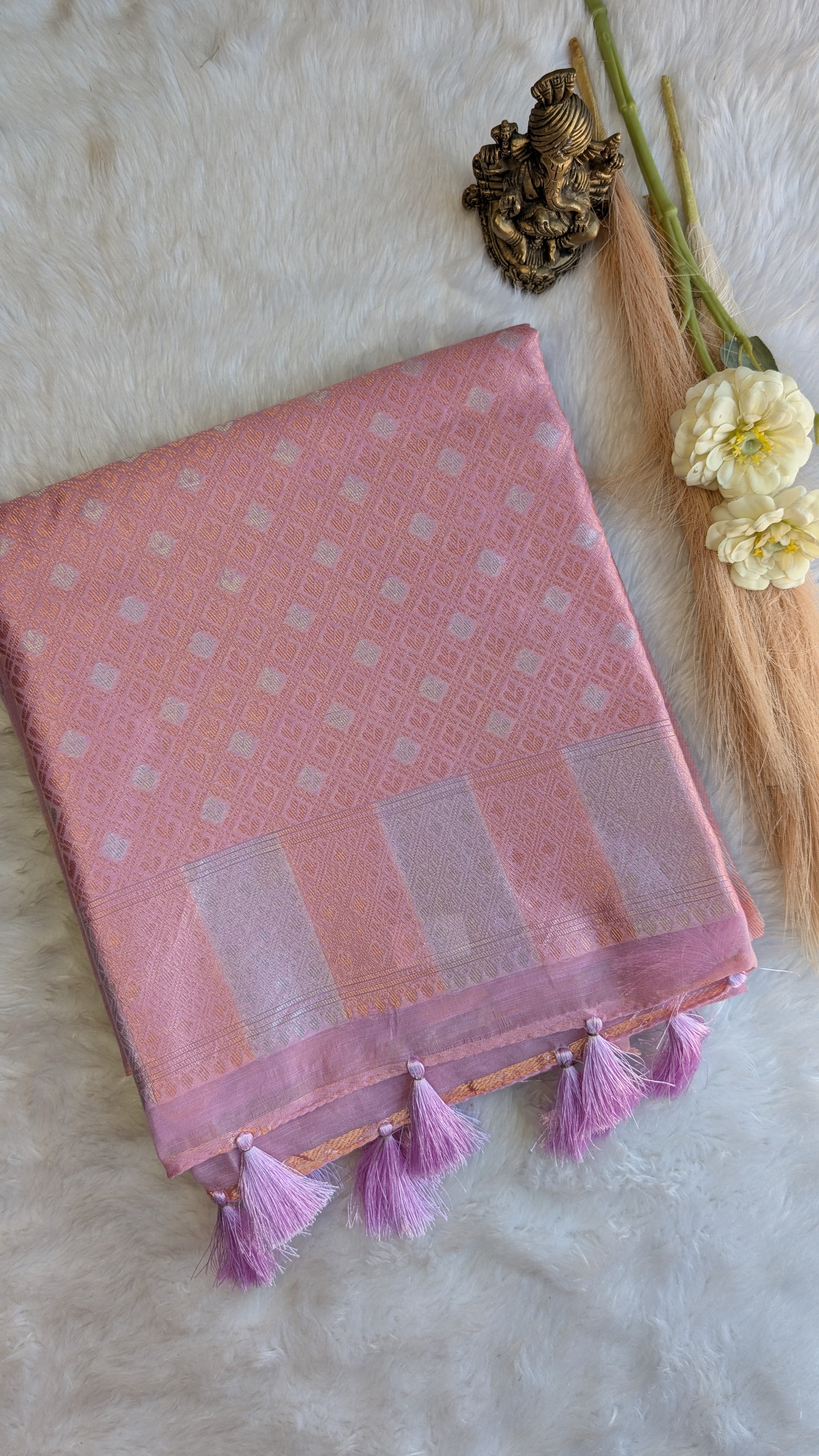 Cotton Saree with Silver Zari