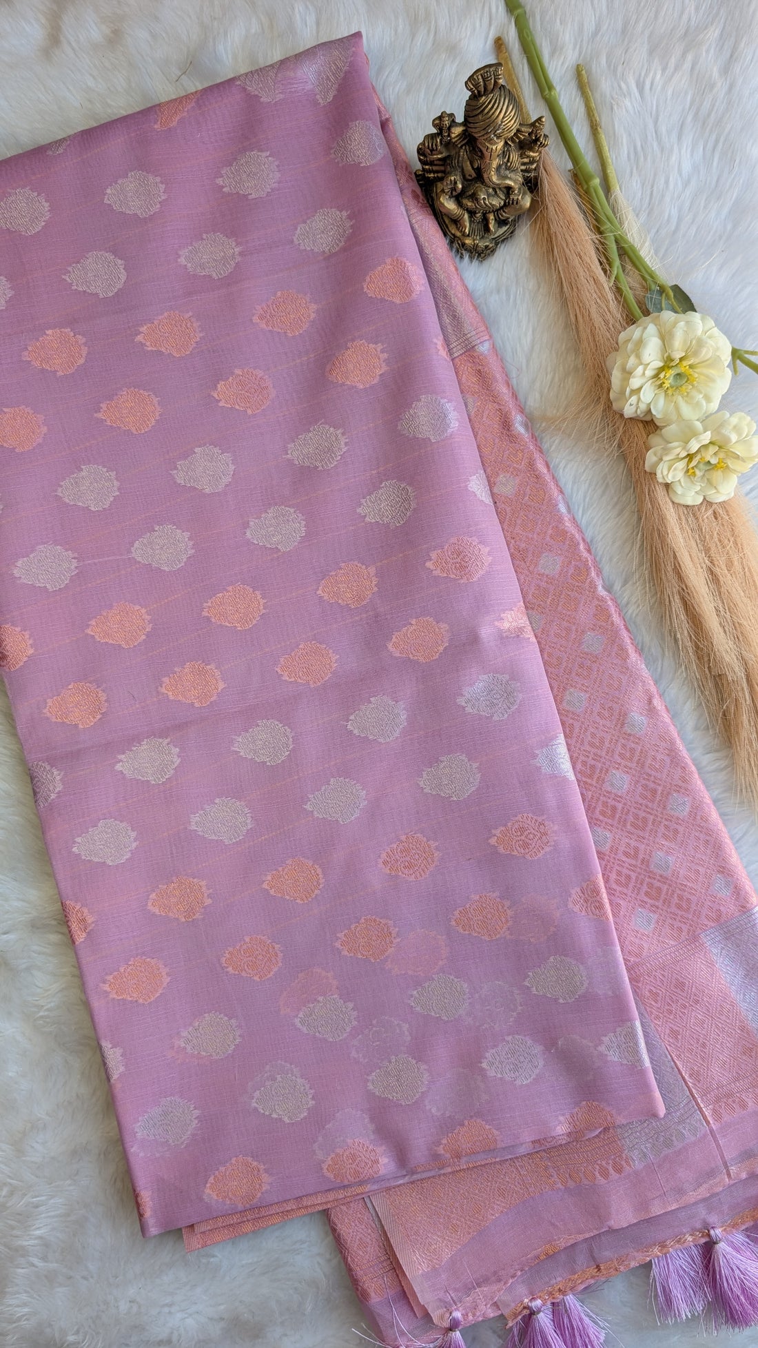 Cotton Saree with Silver Zari