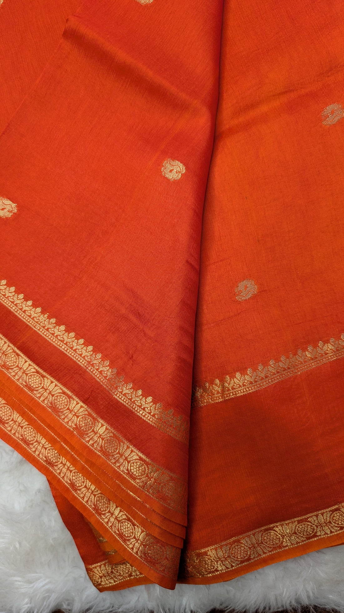Viscose Silk with Gap Border (Bright Orange)