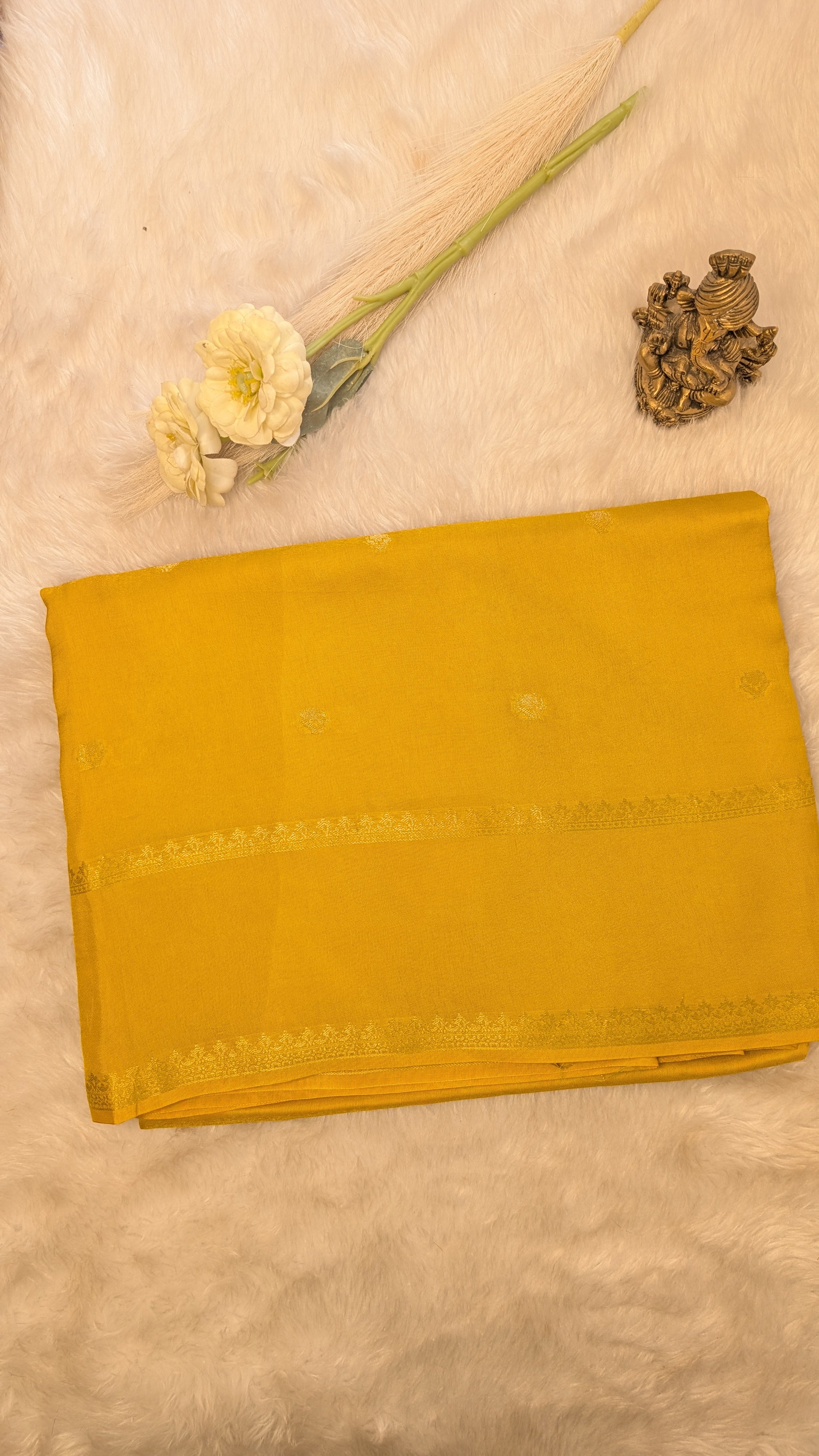 Viscose Silk with Gap Border (Turmeric Yellow)