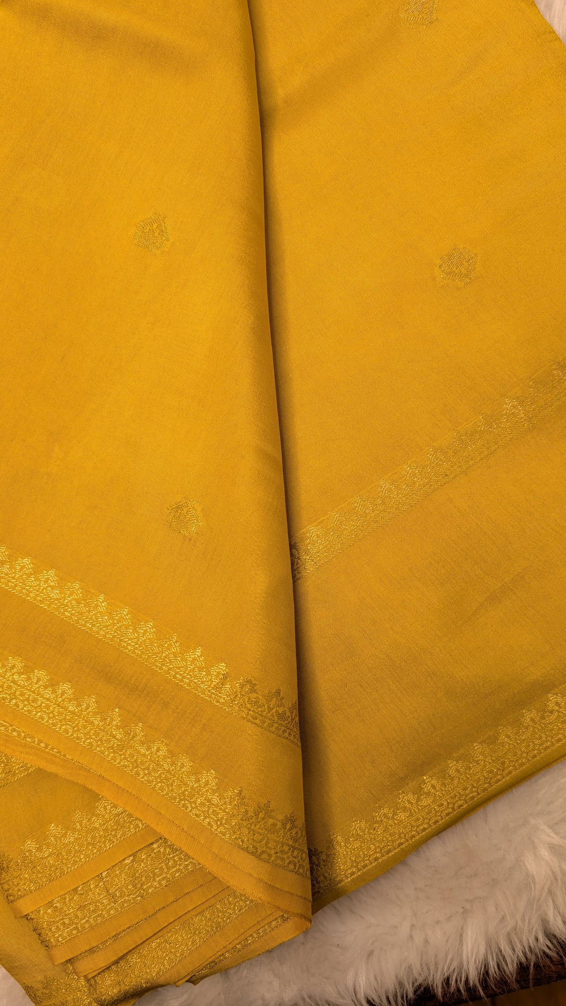 Viscose Silk with Gap Border (Turmeric Yellow)