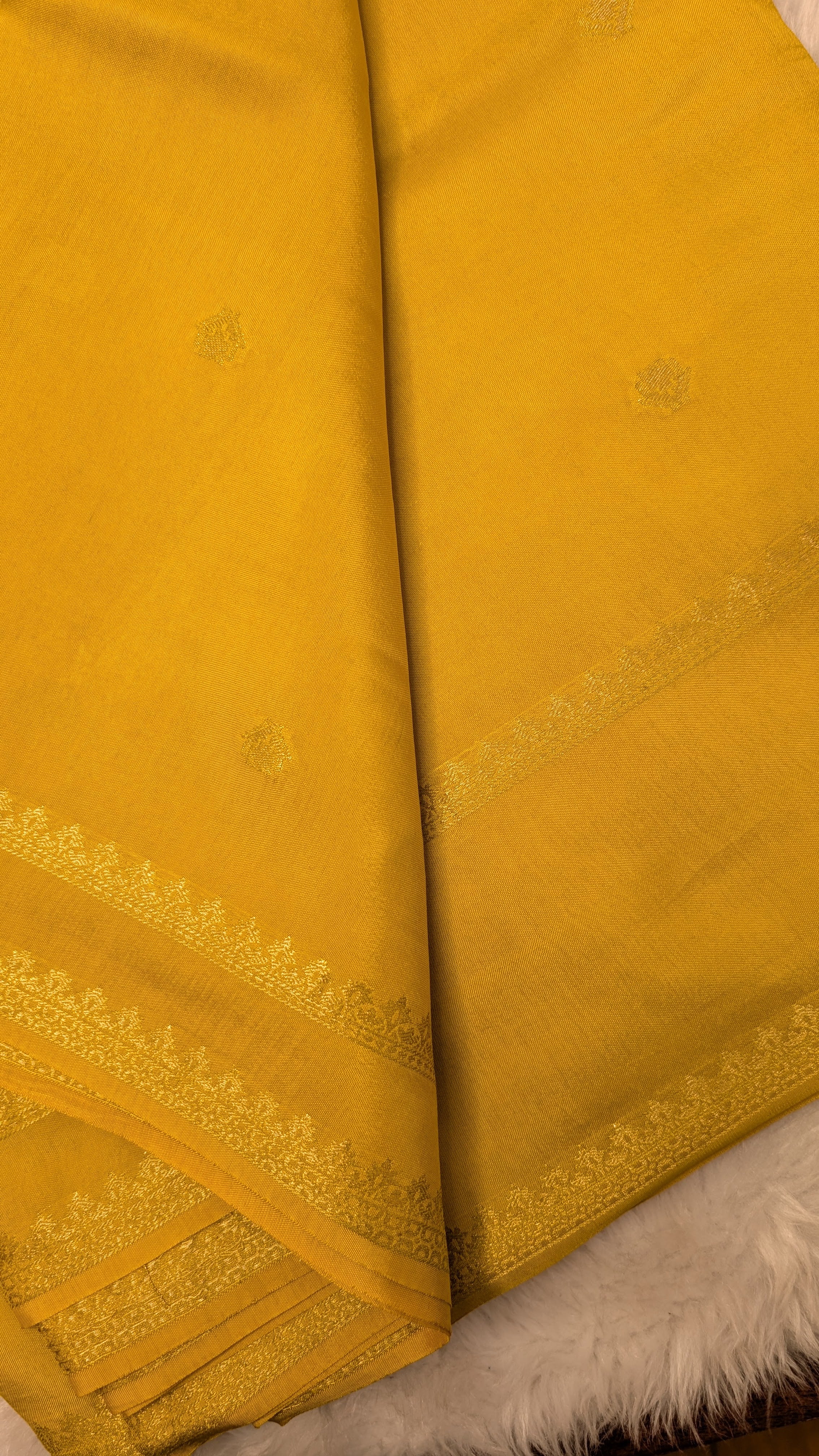 Viscose Silk with Gap Border (Turmeric Yellow)