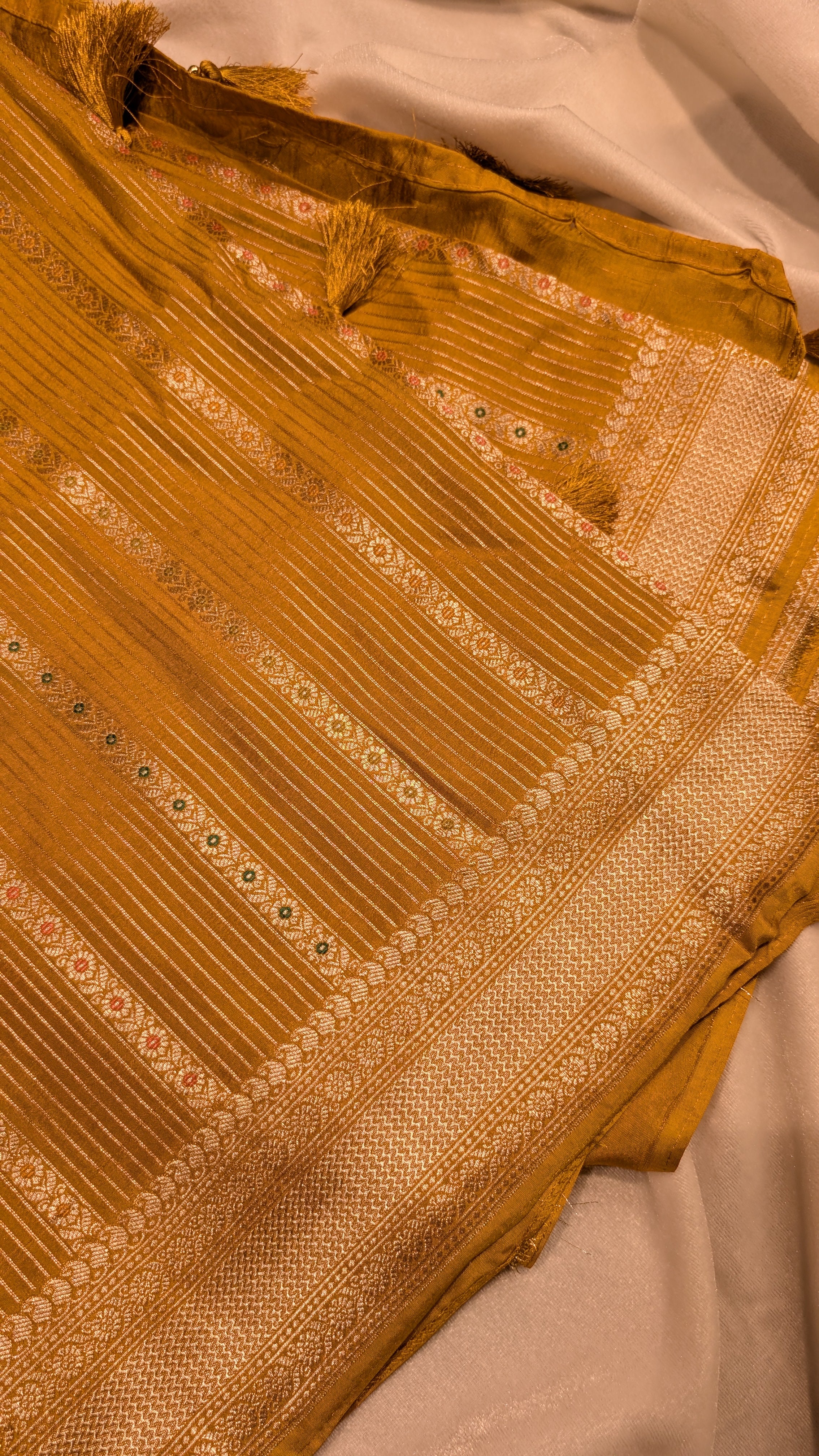 Banaras Crepe Stripes-Mustard
