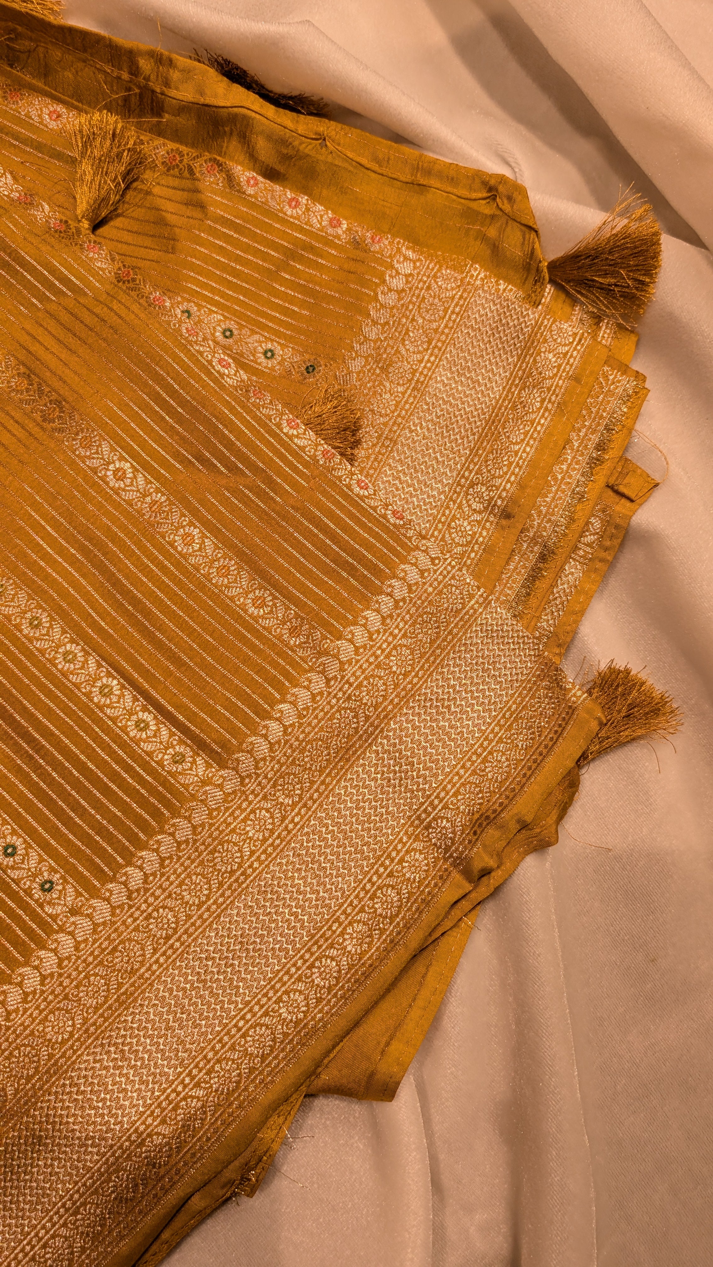 Banaras Crepe Stripes-Mustard
