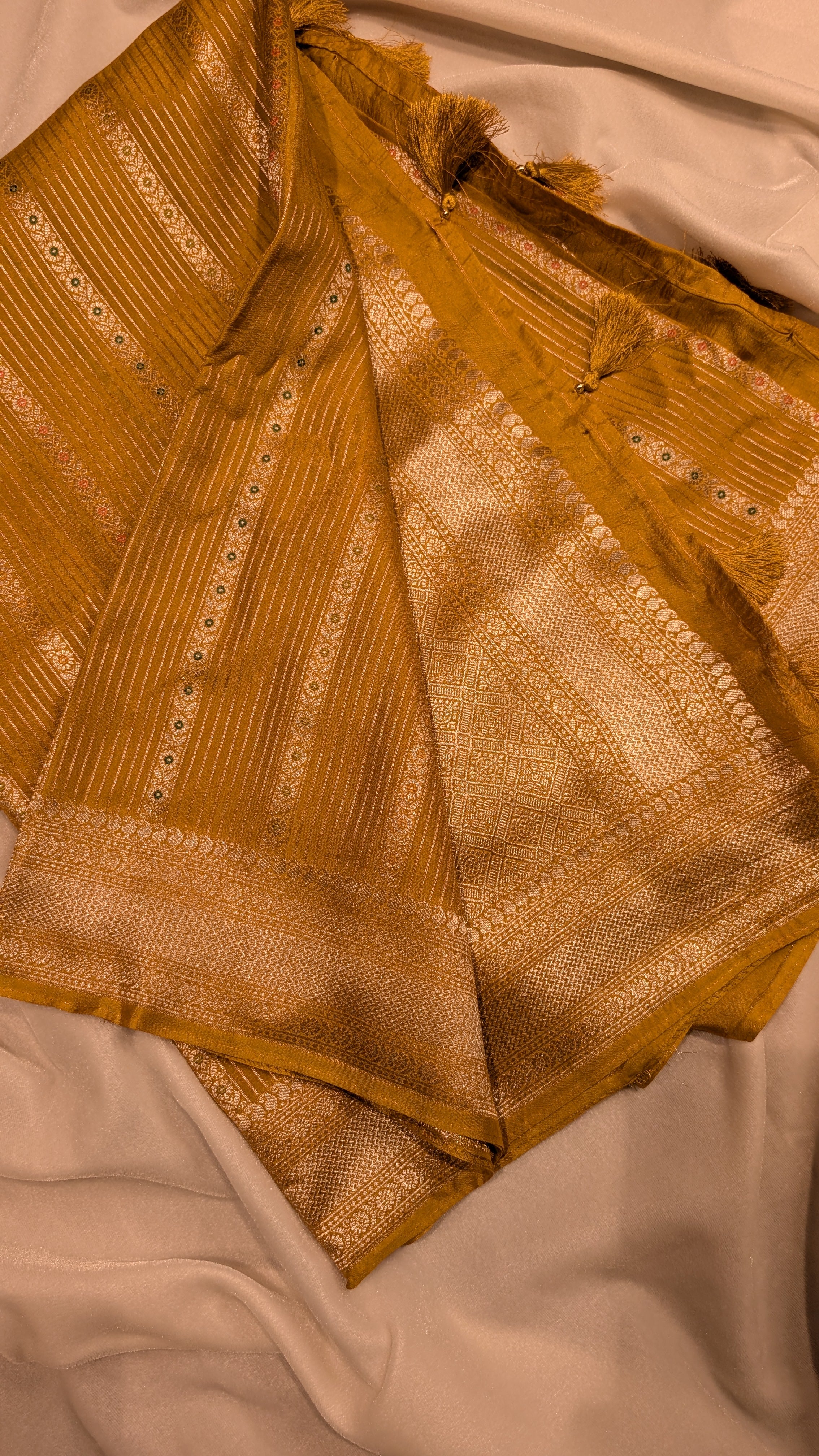 Banaras Crepe Stripes-Mustard