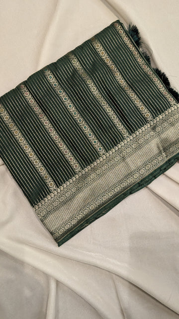 Banaras Crepe Stripes-Green