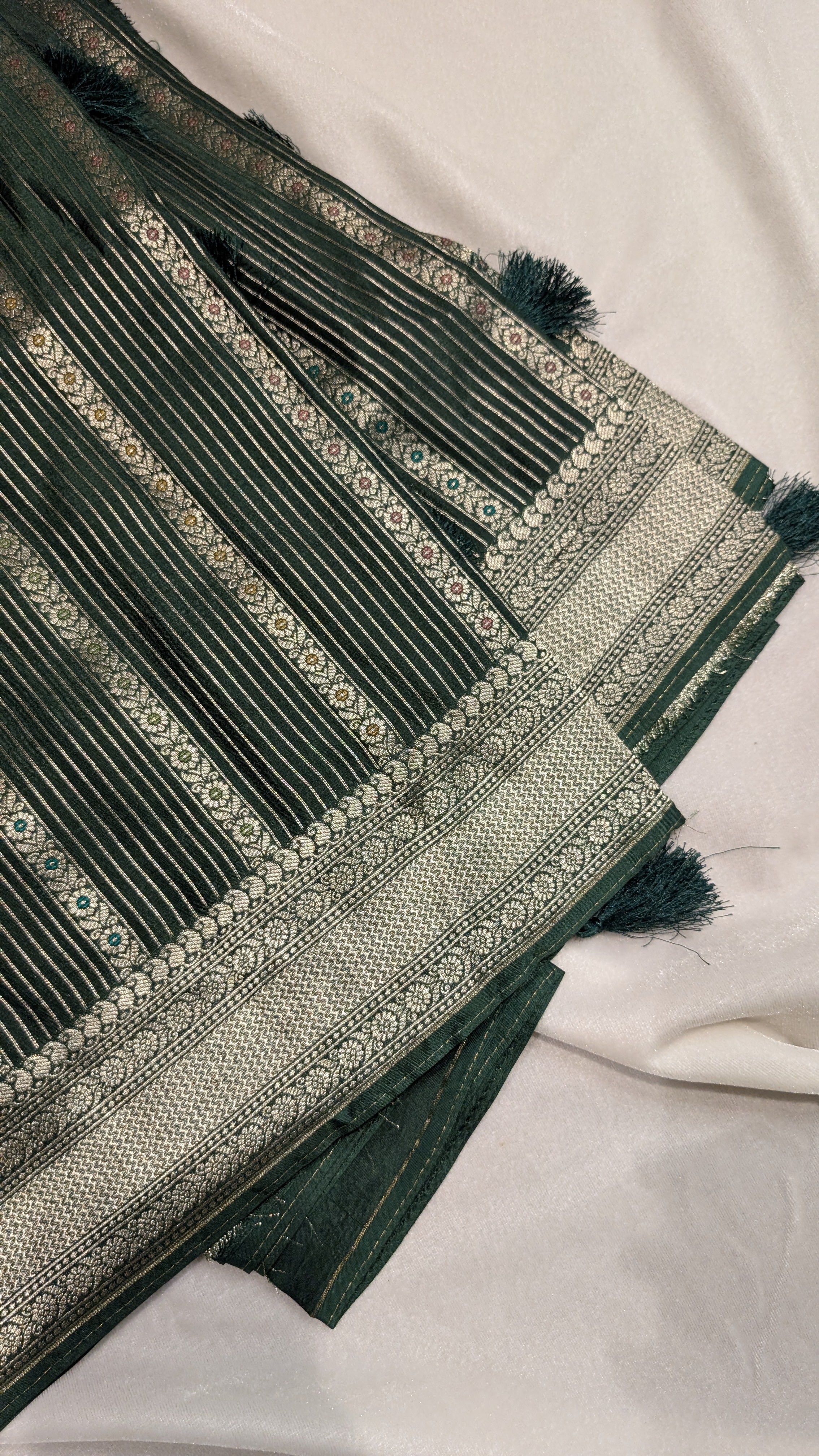 Banaras Crepe Stripes-Green