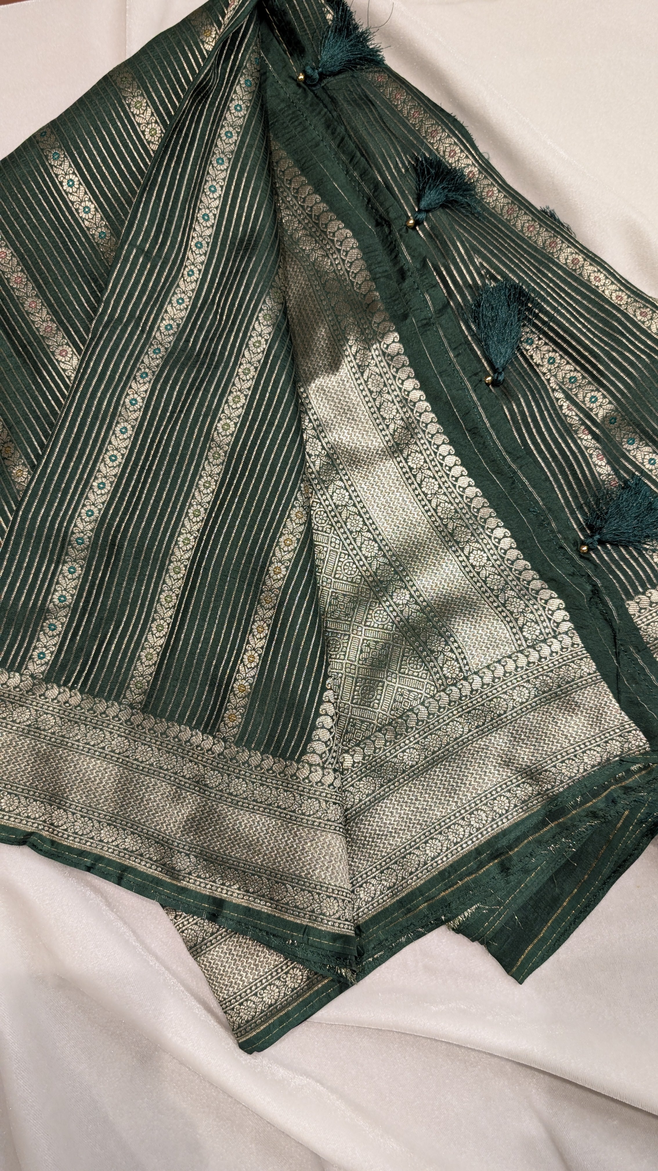 Banaras Crepe Stripes-Green