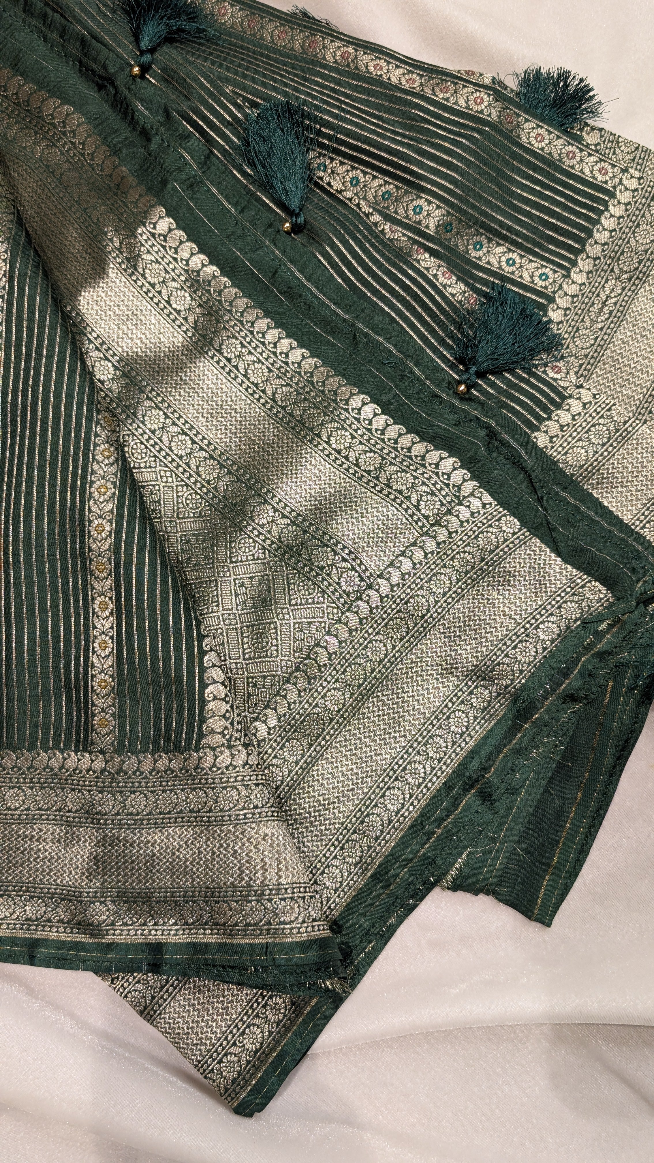 Banaras Crepe Stripes-Green