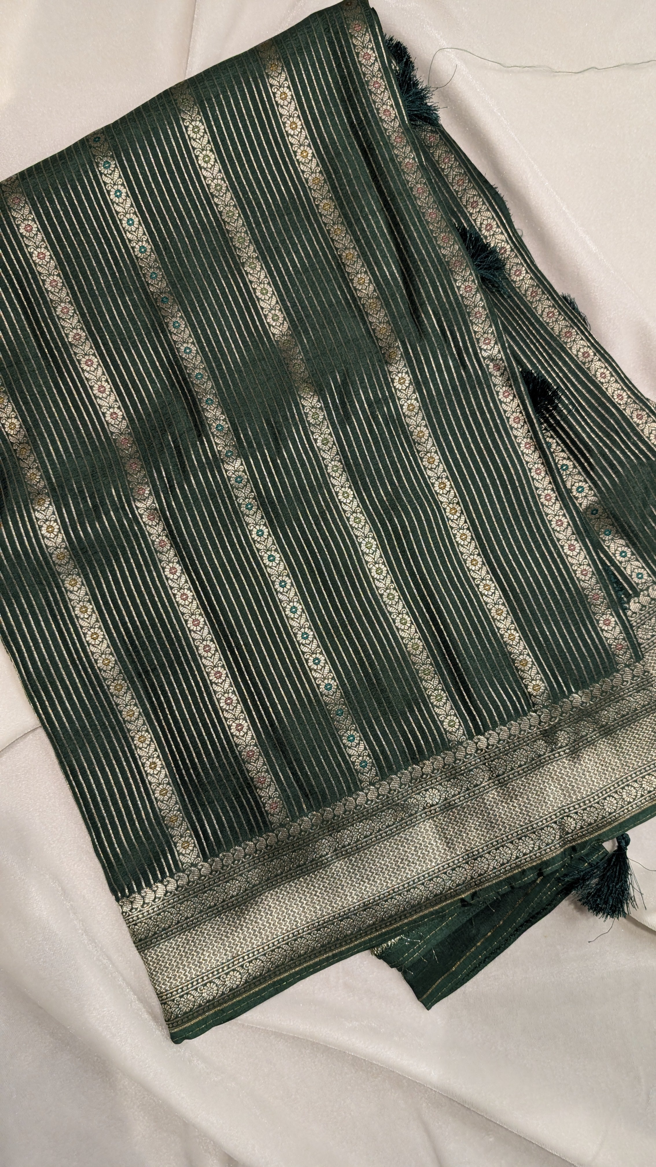 Banaras Crepe Stripes-Green