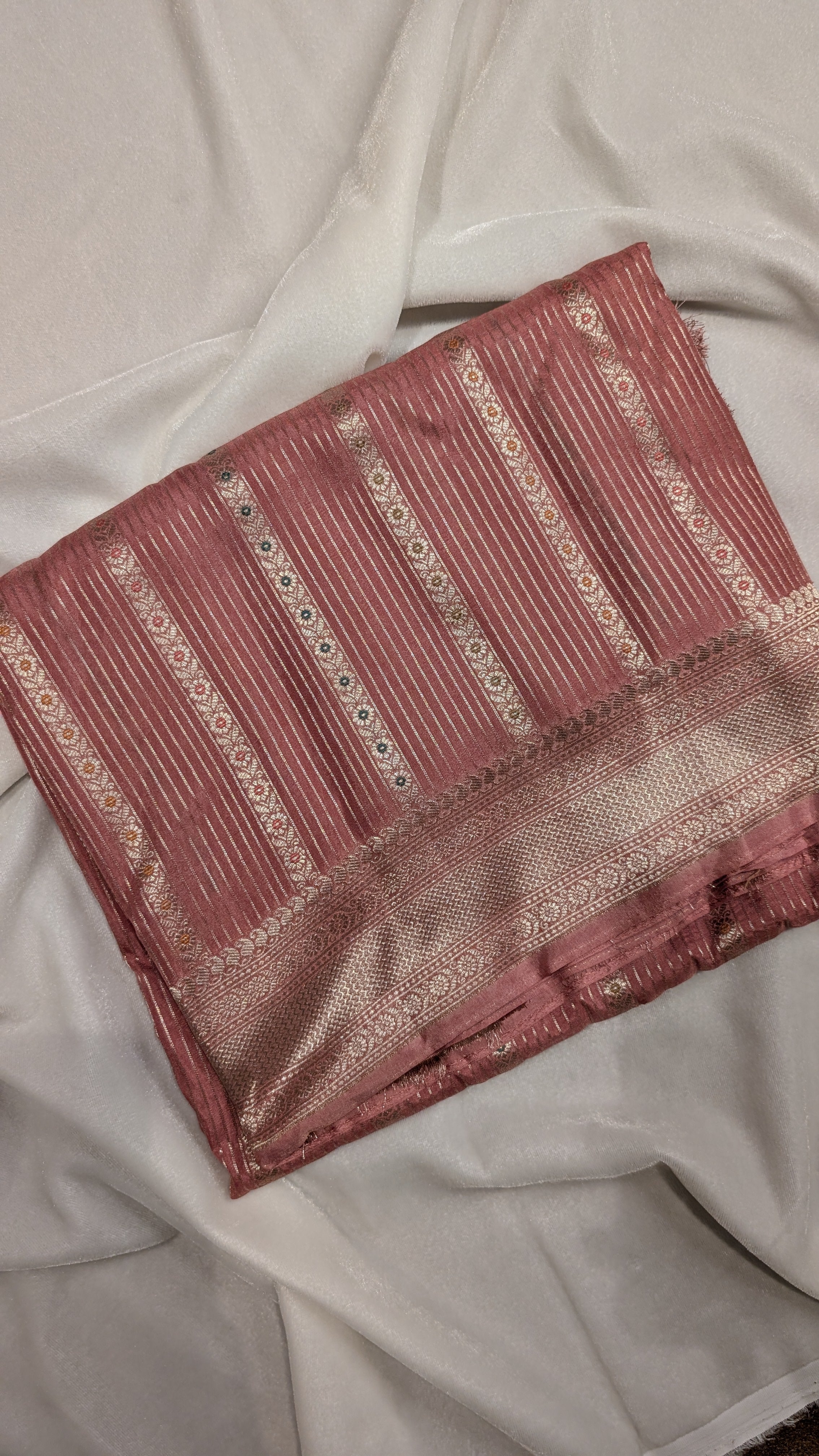 Banaras Crepe Stripes-Peach