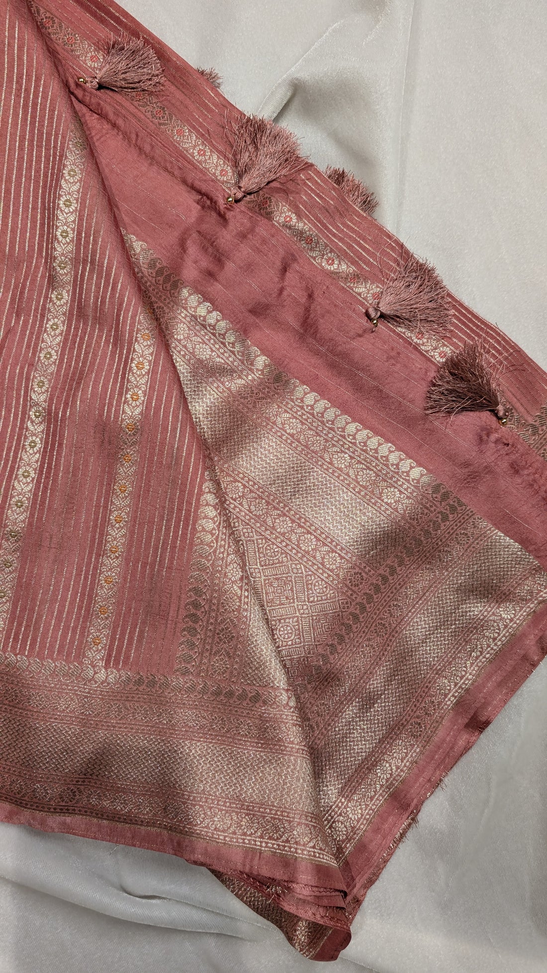 Banaras Crepe Stripes-Peach