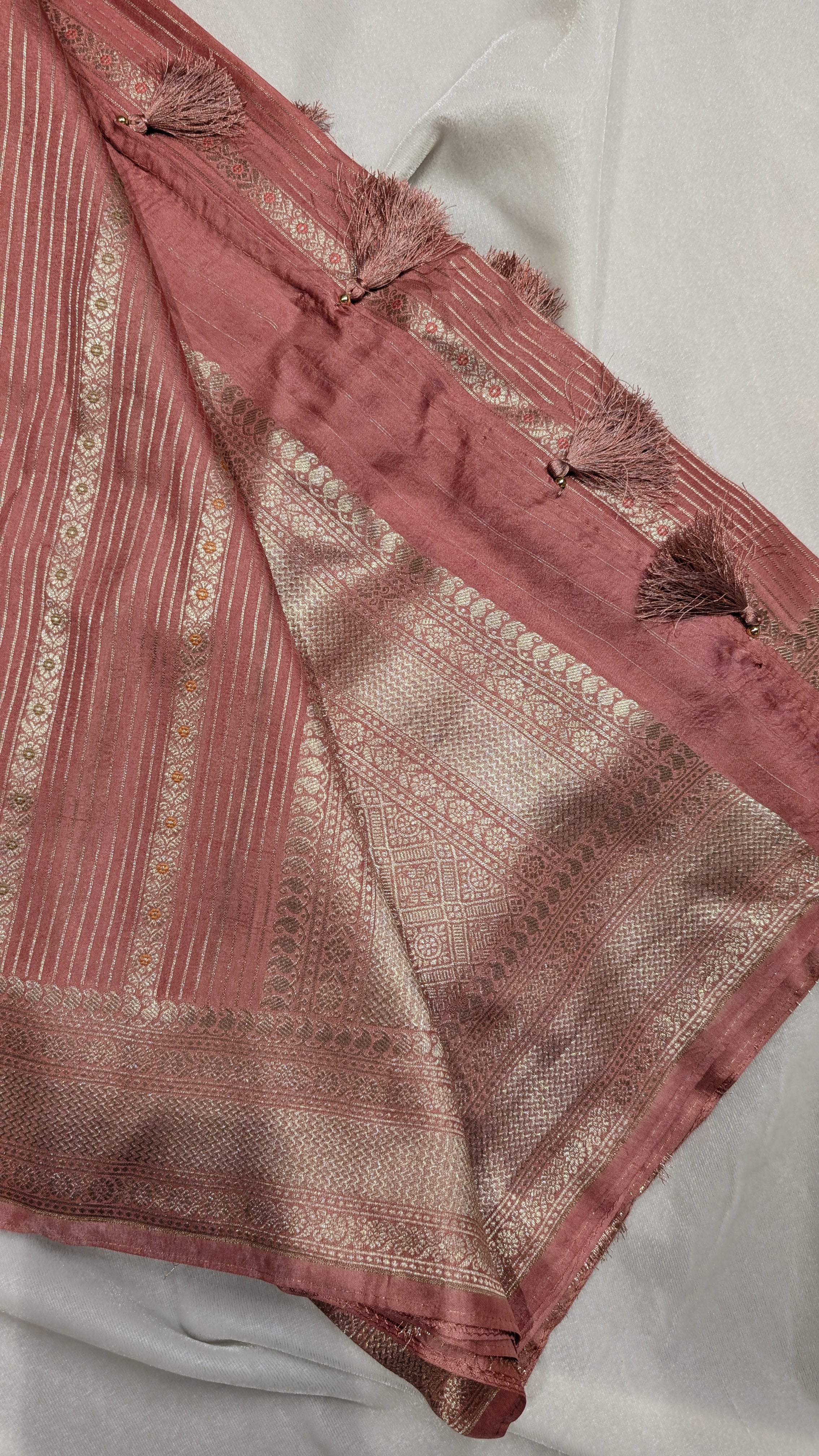 Banaras Crepe Stripes-Peach