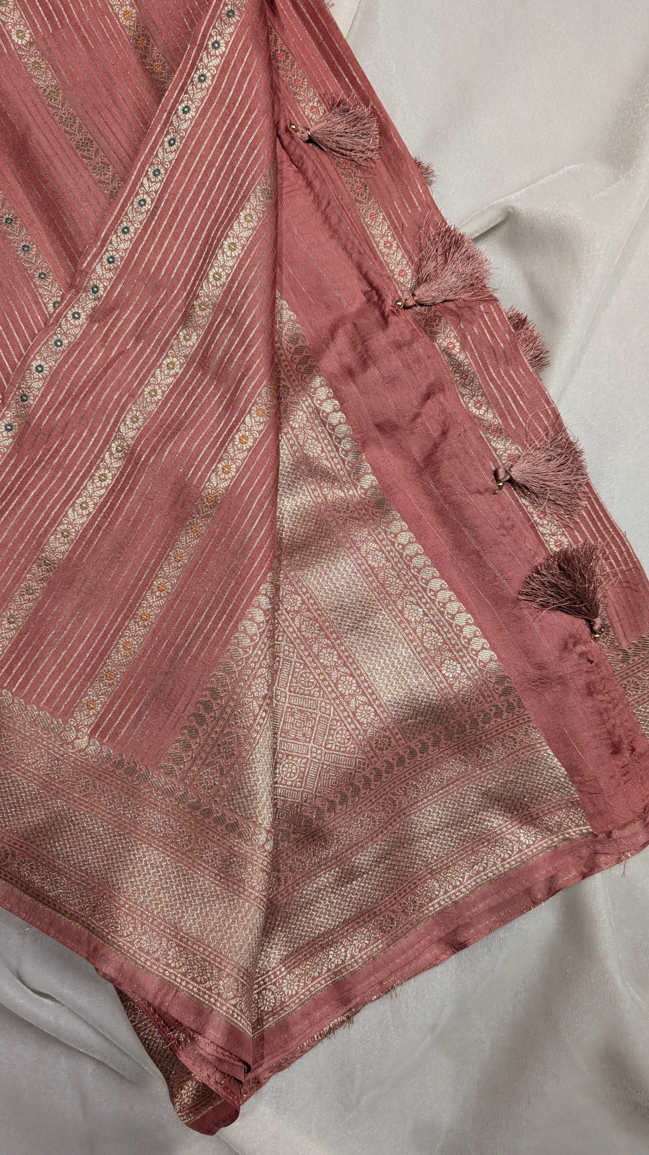 Banaras Crepe Stripes-Peach