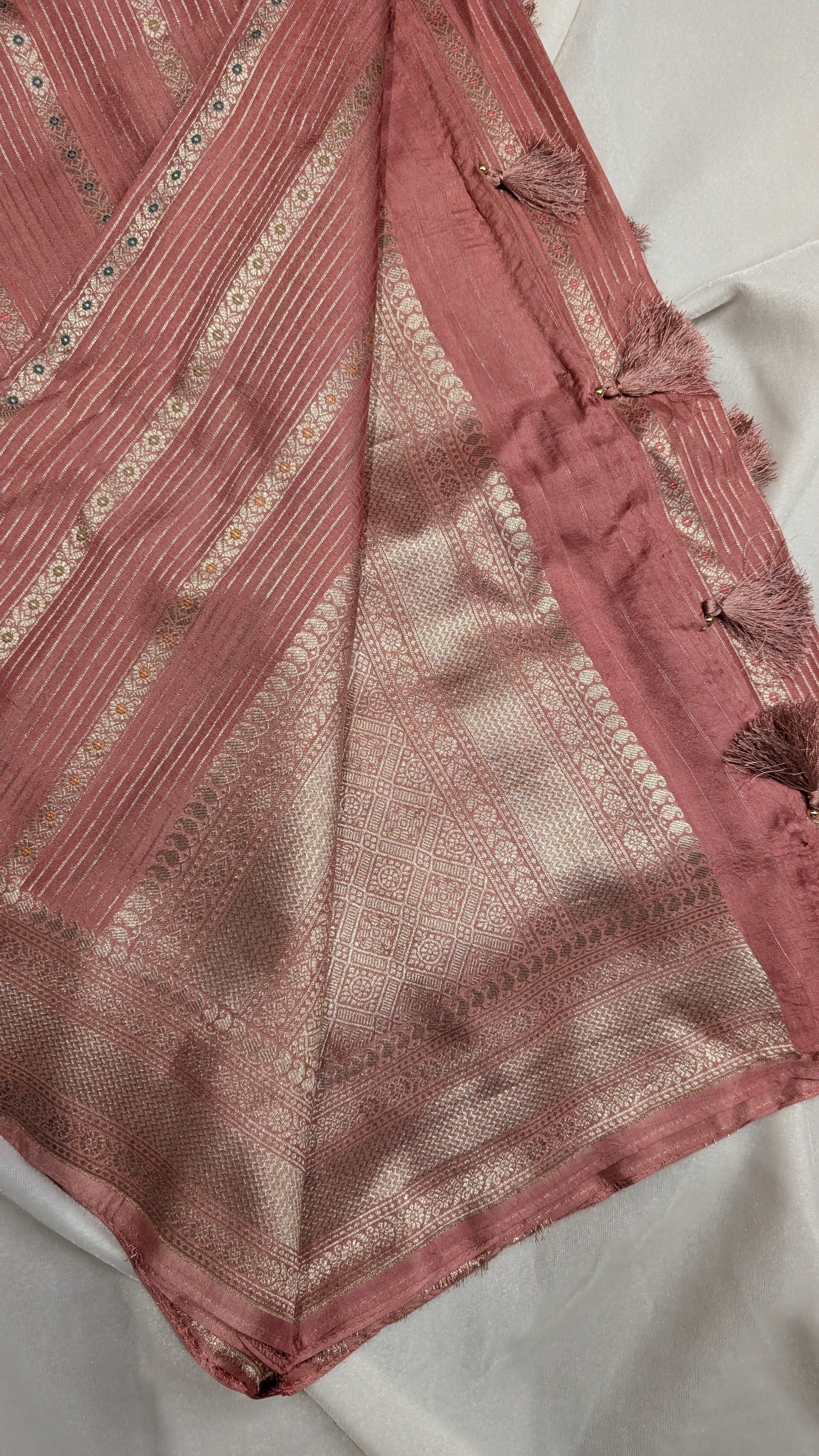 Banaras Crepe Stripes-Peach