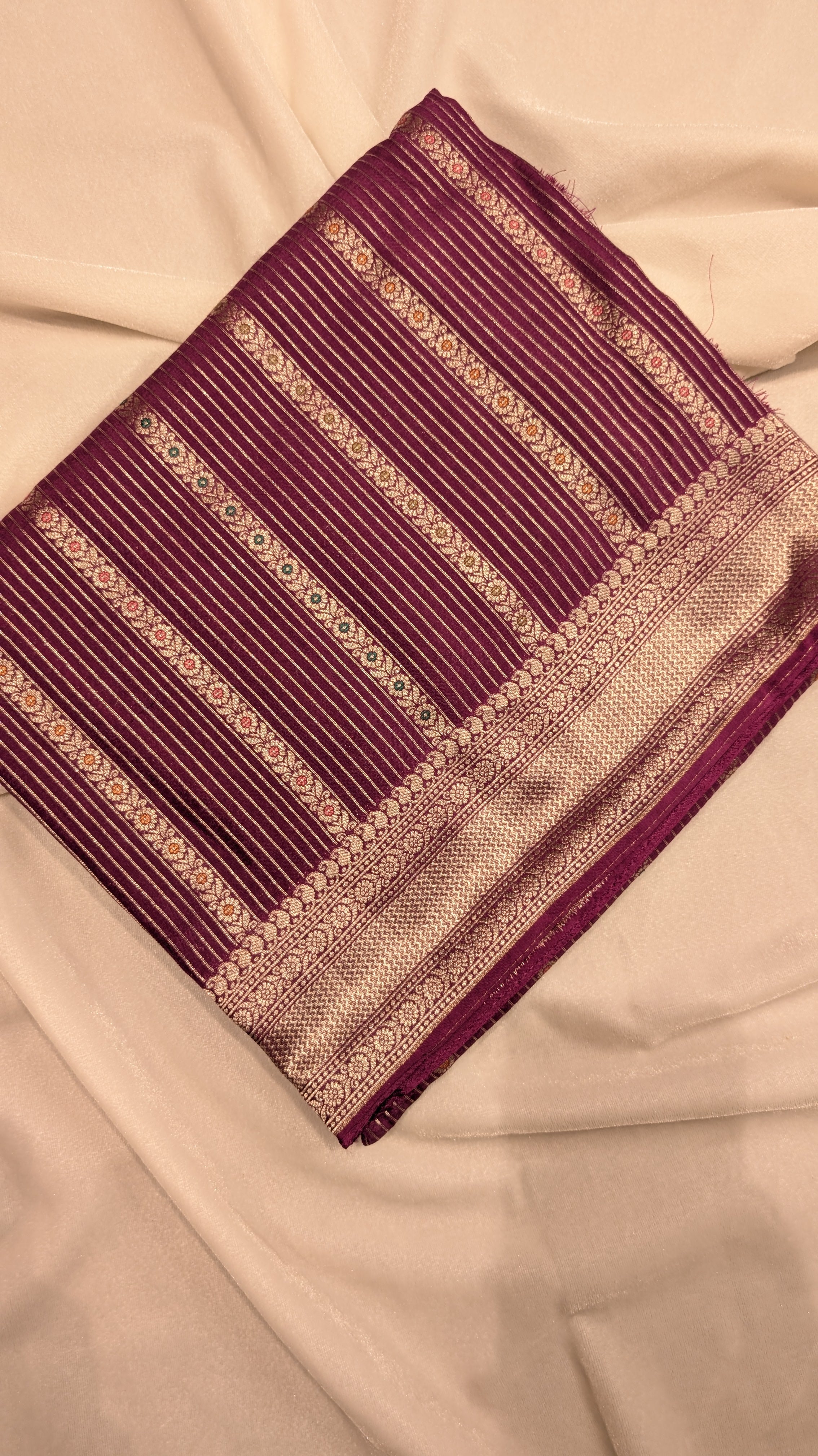 Banaras Crepe Stripes-Purple