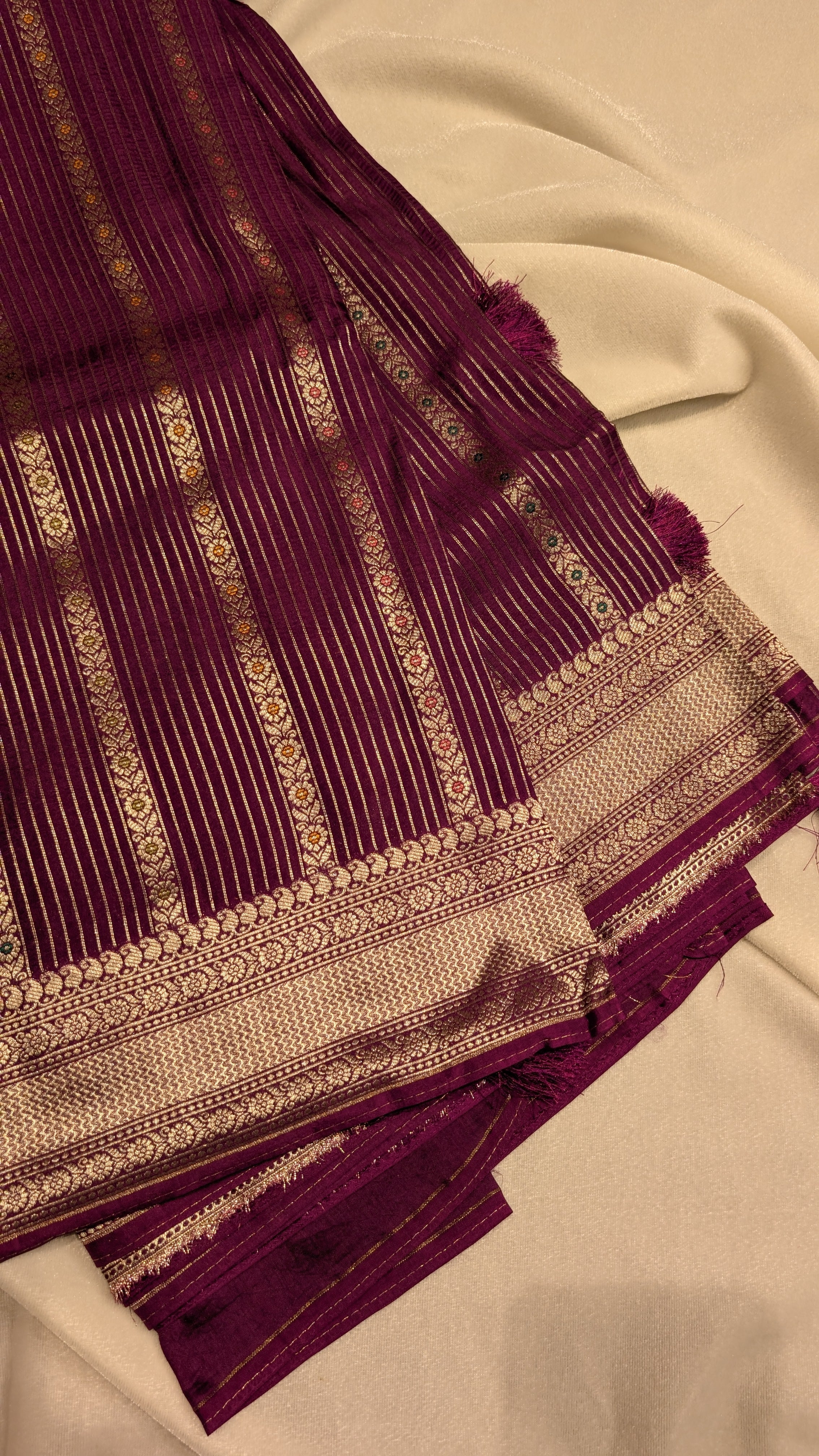 Banaras Crepe Stripes-Purple