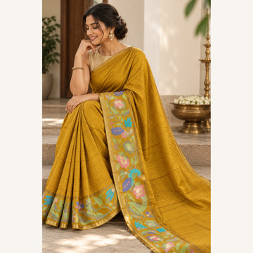 Tussar Silk Bird Embroidery
