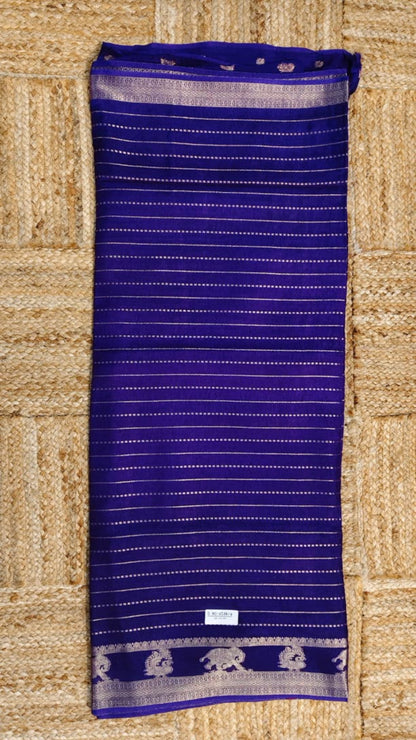 Blue Soft Crepe Silk with Stripes