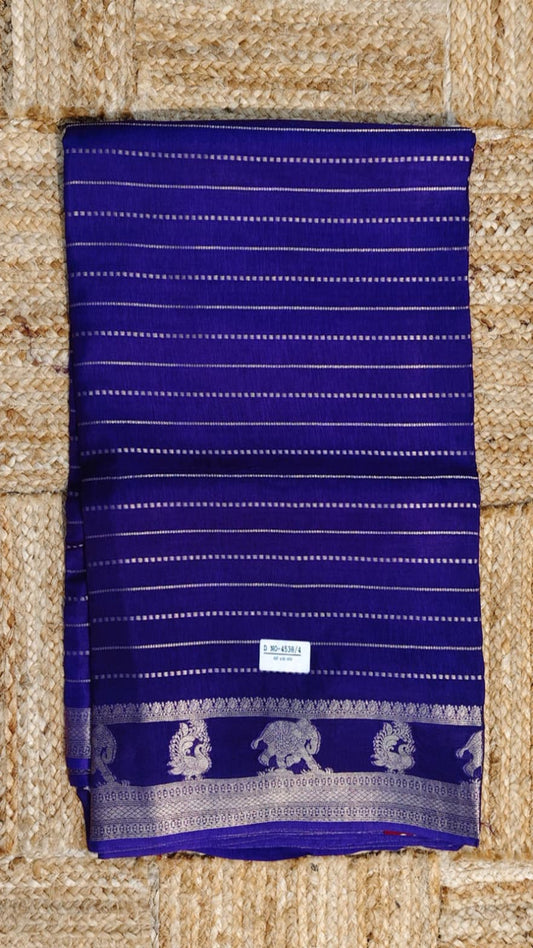 Blue Soft Crepe Silk with Stripes