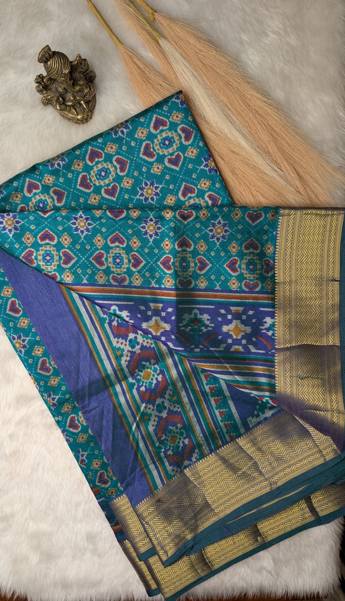 Cotton Blend Patola Silk Saree