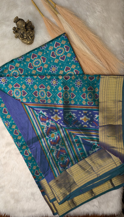 Cotton Blend Patola Silk Saree