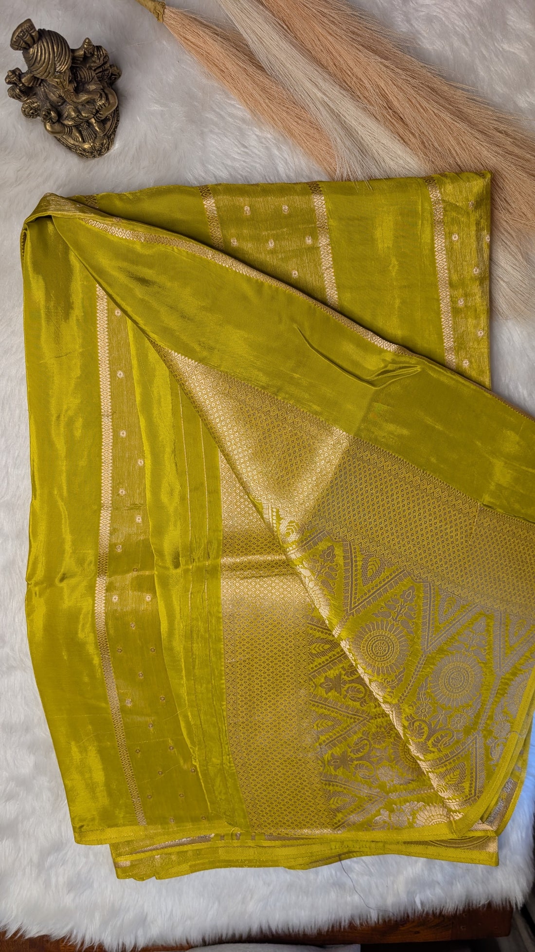 Mustard light Tissue with Zari Lines