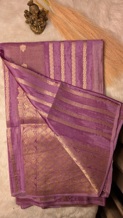 Light Purple Tissue with Elephant and Zari Lines