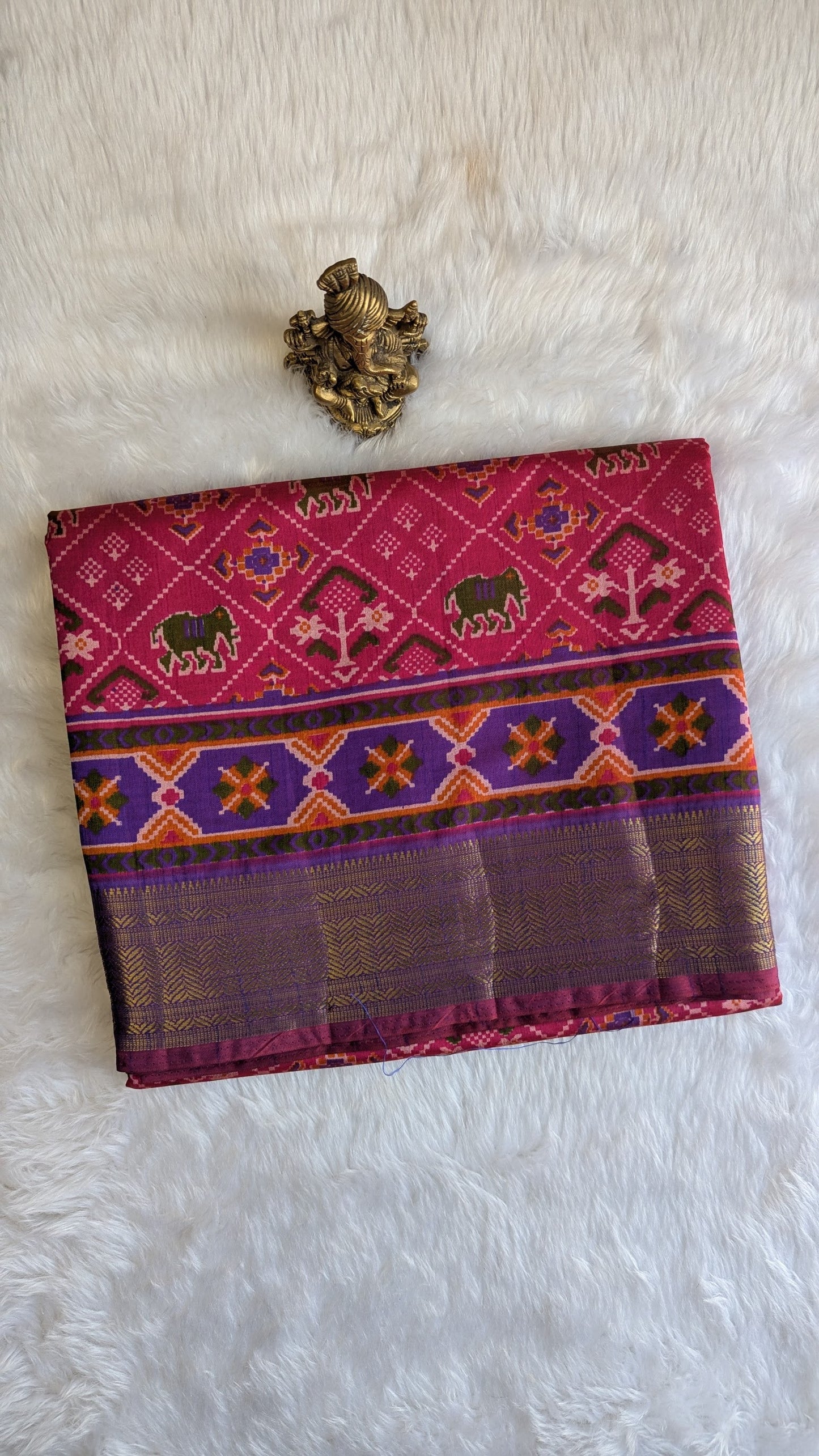 Cotton Blend Patola Silk Saree