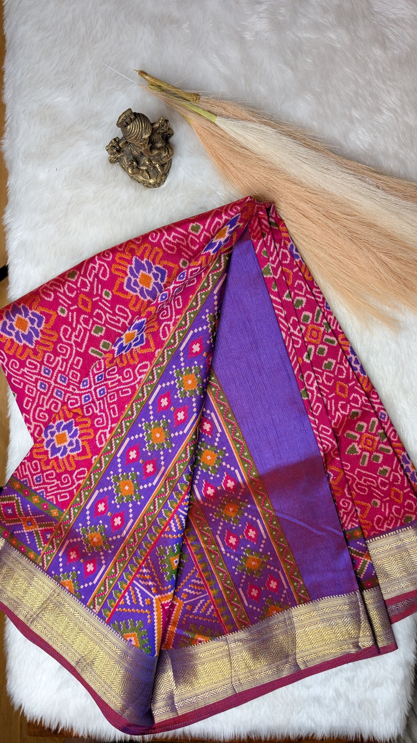 Cotton Blend Patola Silk Saree